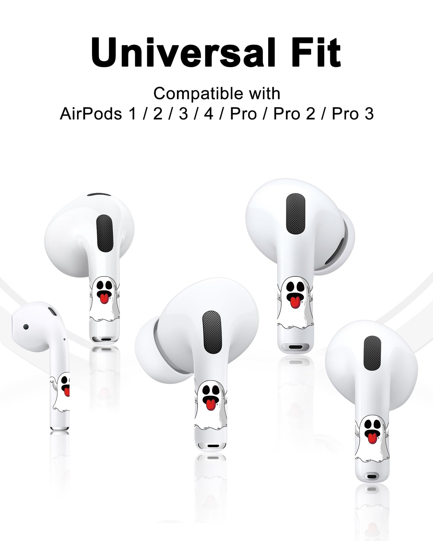 RockMax Ghost Sticker for AirPods, Easy to Identify, Universal Skin for AirPods Pro 3/2/1 and Gen 1/2/3/4, Black Wrap Cover, for Family