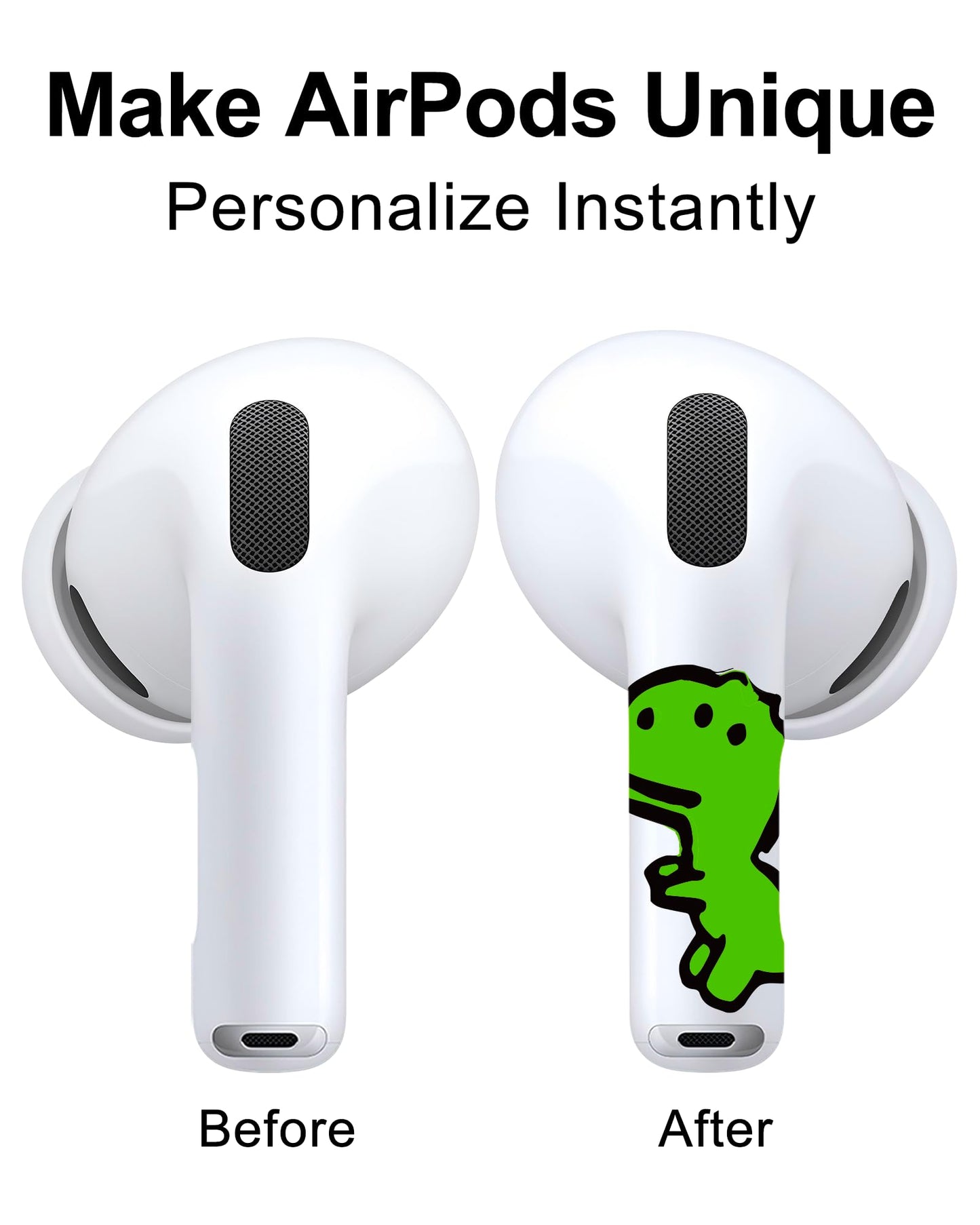 RockMax for AirPod Skin, Quickly Recognizable, Universal Fit for AirPods Pro 3/2/1 and Gen 1/2/3/4, Green Dinosaur Sticker Cover, for Women and Teens