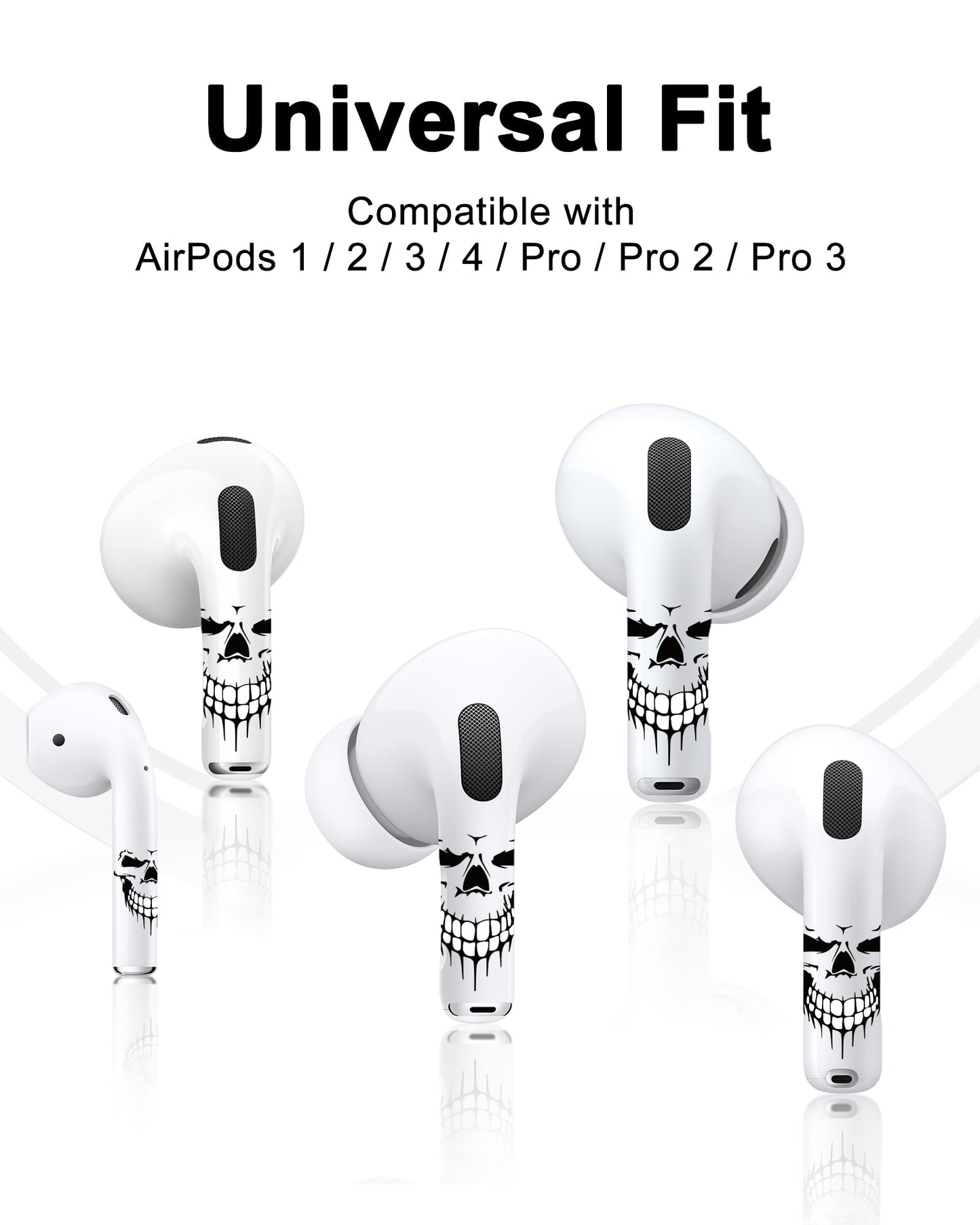 RockMax for AirPods 4 Skin, Black Skull Decal Sticker for Air Pods 4th Gen, Durable Tattoo Wrap, Case Friendly, Easy to Identify, Compatible with AirPods 1/2/3/4 and AirPods Pro 1/2/3(Universal Fit)