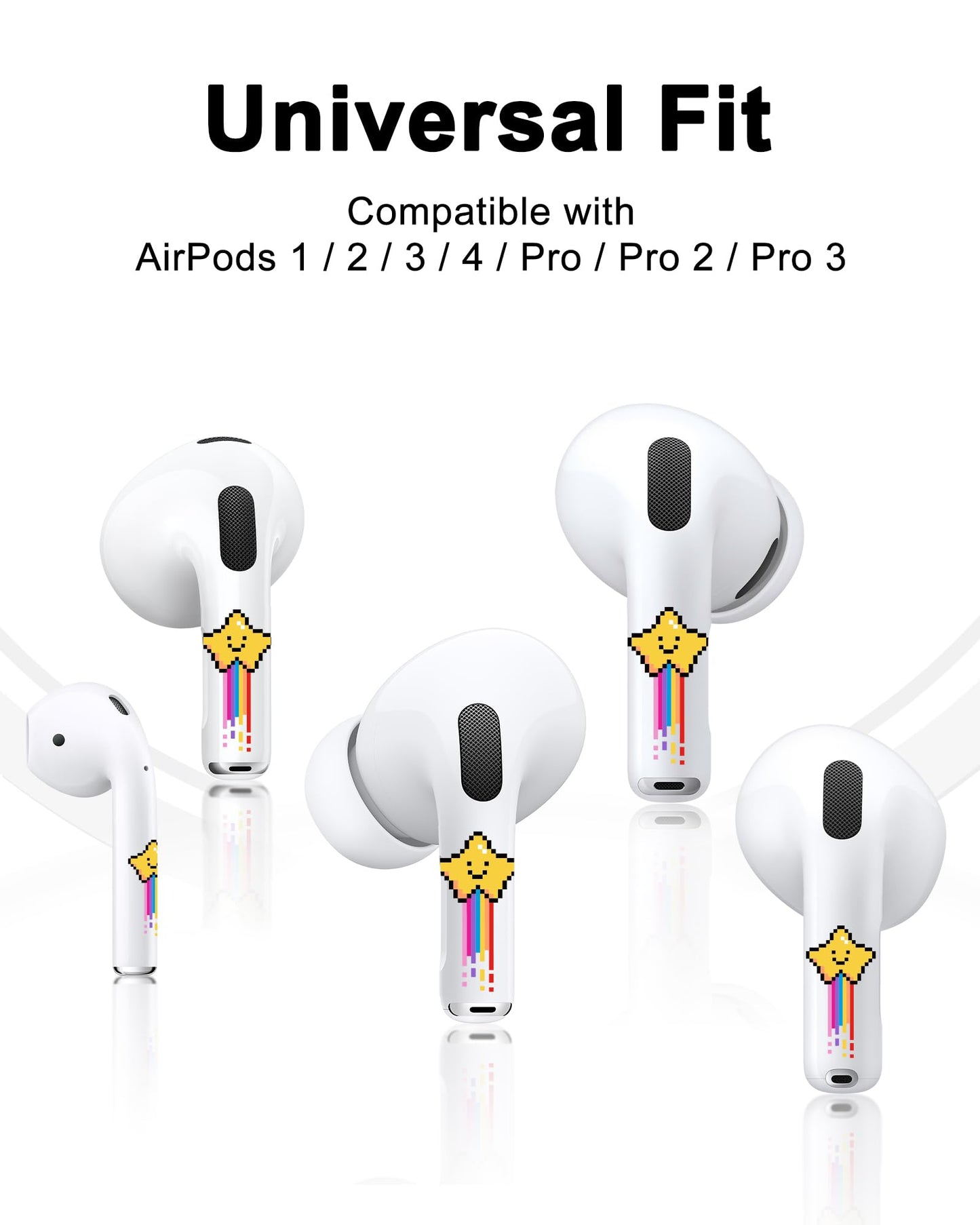 RockMax for AirPods Pro 2 Skin Cover, Distinguish Your AirPods, Universal Fit for AirPods Pro 3/2/1 and Gen 1/2/3/4, Star Sticker, Fun Gift for Boys and Girls