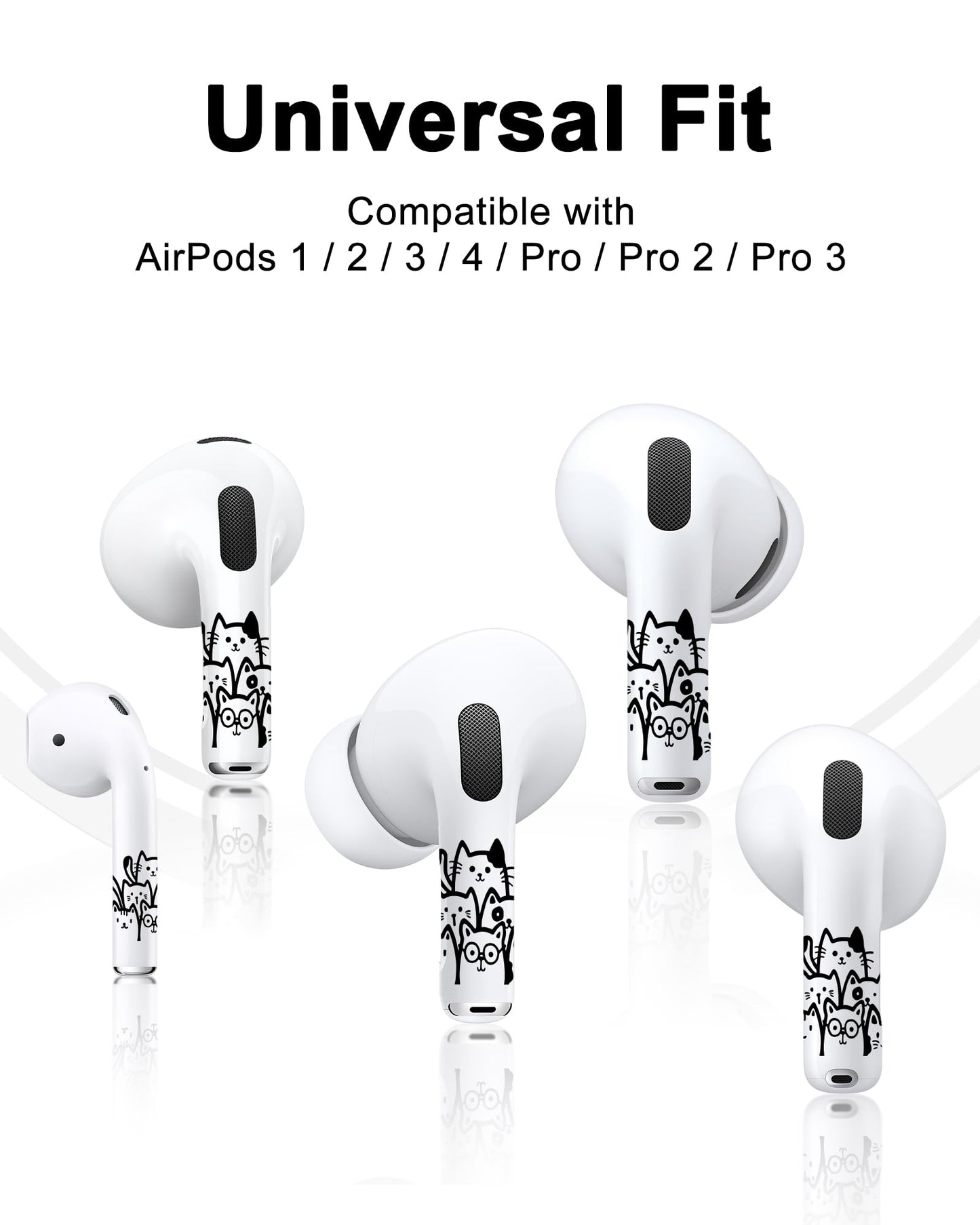 ROCKMAX for AirPods Pro 2 Skin Accessories, Black Cats Sticker Wrap, Easy to Identify Your Earbuds, for Boys and Girls, Compatible with AirPods 1/2/3/4 & Pro 1/2/3, Case-Friendly