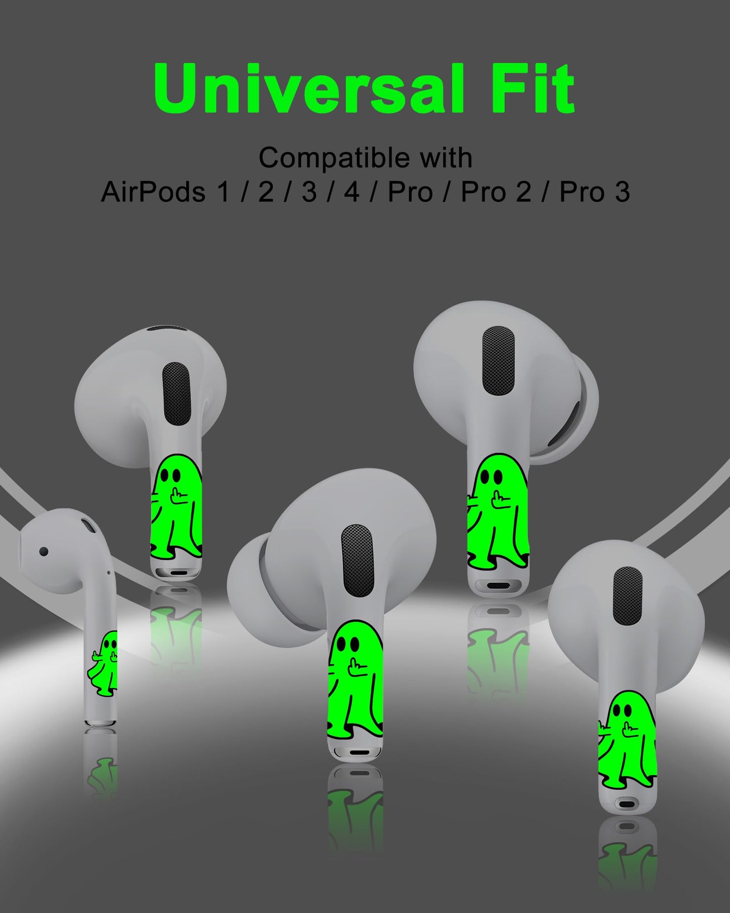 RockMax for AirPod Skins, Luminous Glow in The Dark Decal Stickers for Ear Buds, DIY Pop Art Tattoos for AirPods Pro 2nd Generation, Durable, Easy to Identify, Present for Women and Men(Universal)