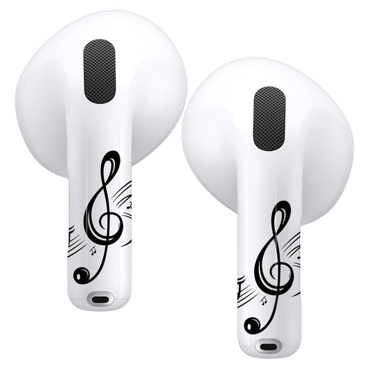 RockMax for AirPods 4 Skin，Black Music Note Stickers for Air Pods 4th Gen Decor, Compatible with AirPod 4 Case 2024, Elegant Tattoo Wrap, Easy to Apply