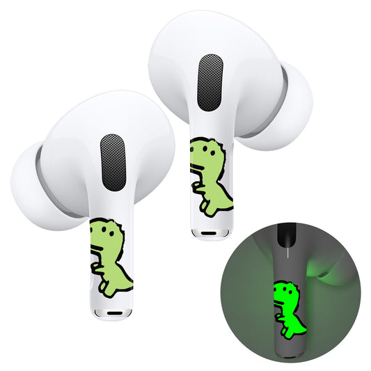 RockMax Glowing Dinosaur Skin for AirPods, Easy to Identify, Universal Sticker Wraps for AirPods Pro 3/2/1 and Gen 1/2/3/4, Cute Earbud Accessories