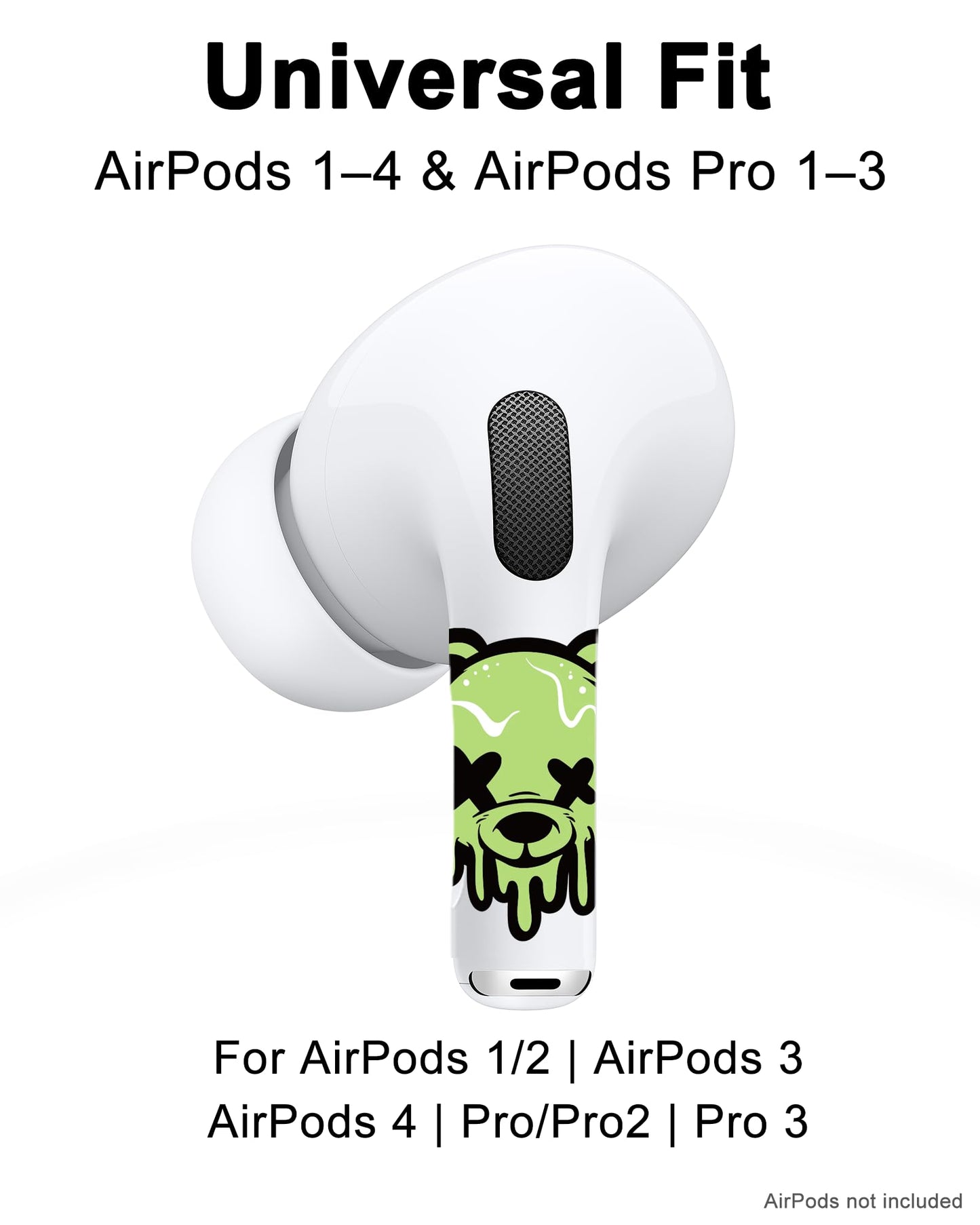 RockMax for AirPod Skins Wraps, Glow in The Dark Stickers for Earbuds, Luminous Bear Wrap Decals for AirPods Pro 3/Pro 2/Pro, Gen 1/2/3/4, Long-Lasting, Easy Identify, Gift for Boy and Girl