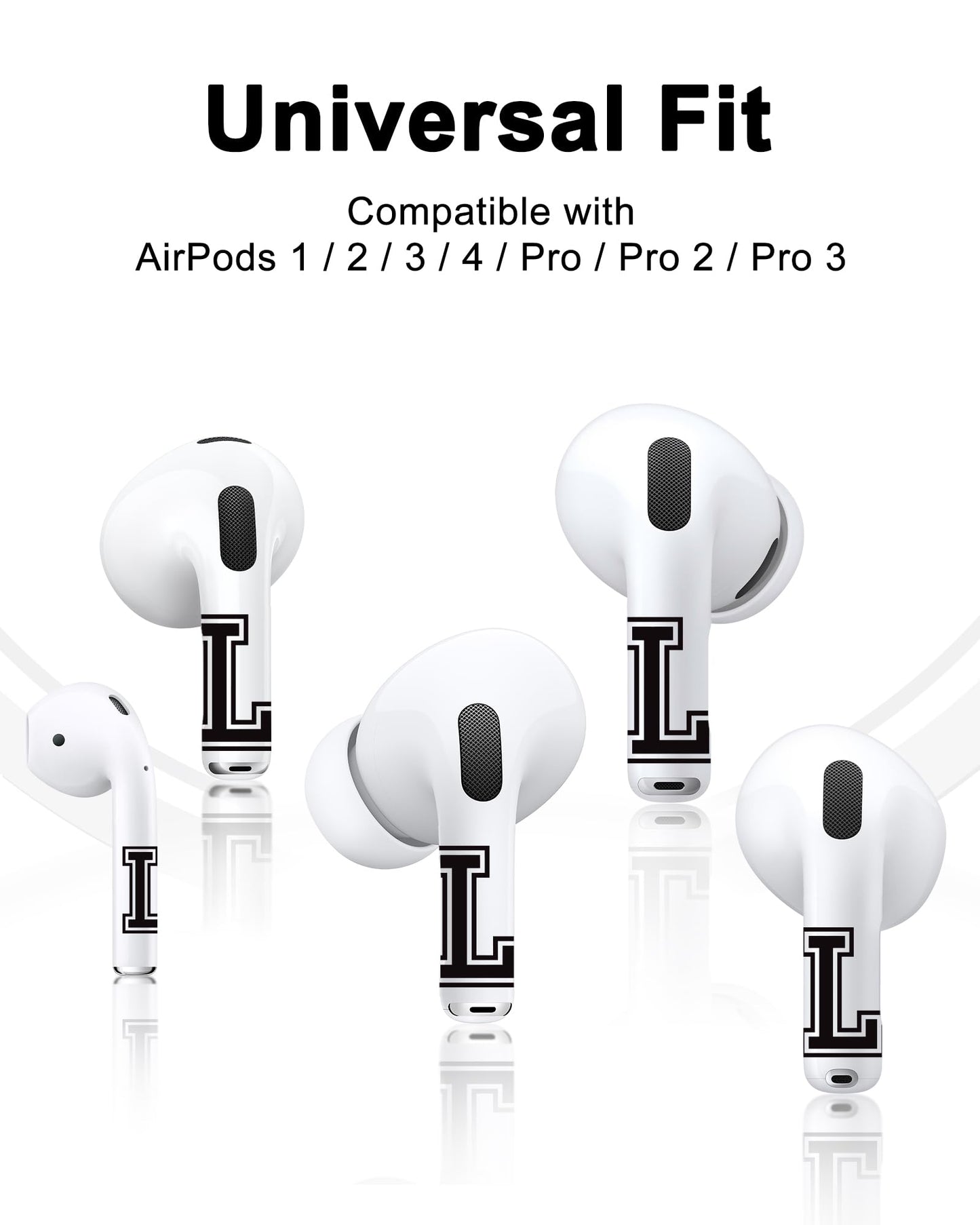 RockMax for AirPod Stickers, No More Mix-Ups, Universal Fit for AirPods Pro 3/2/1 and Gen 1/2/3/4, Letter L Skin Cover, Custom Gift for Women and Teens