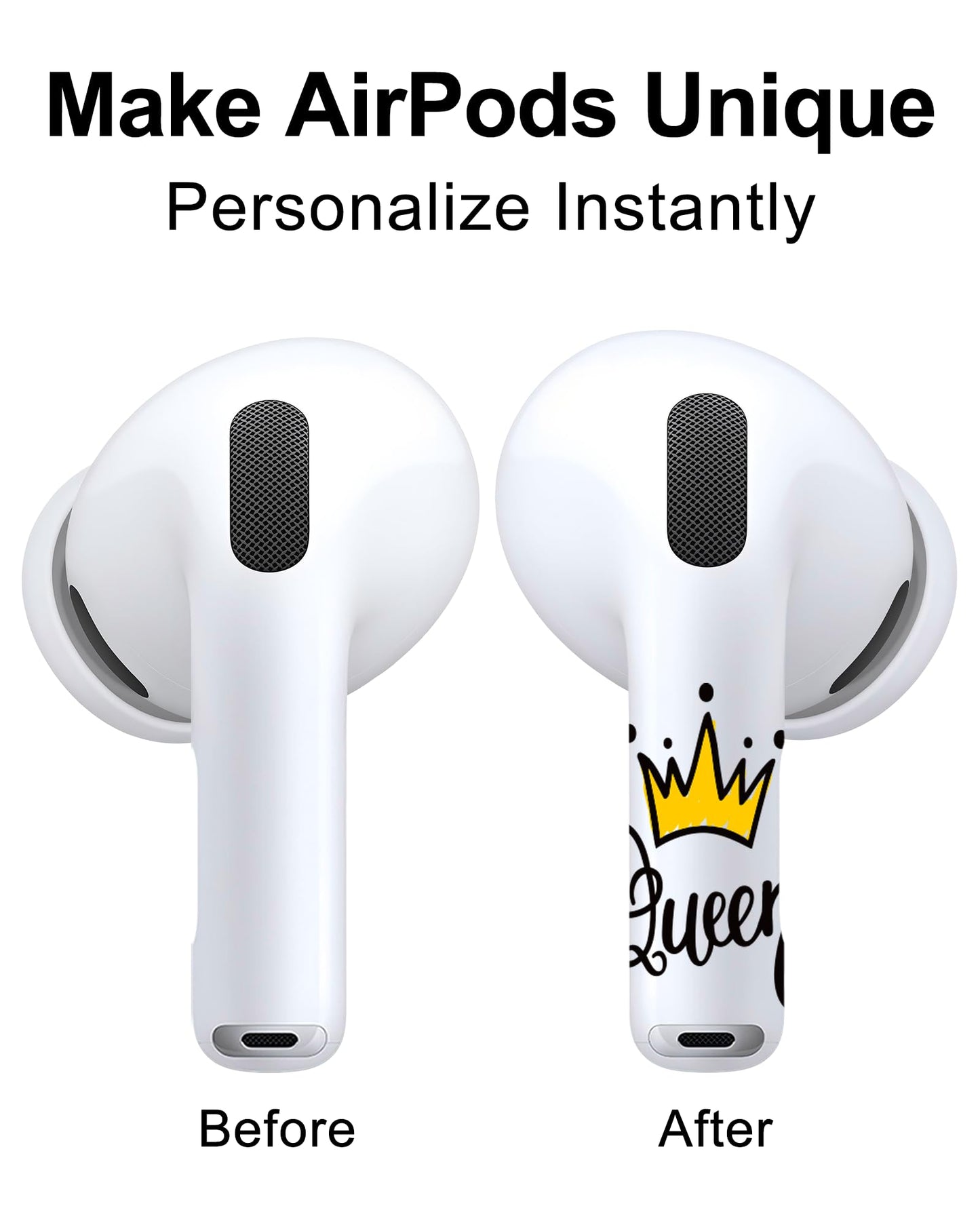 RockMax for AirPods 4 Skin，Universal Crown Decal Sticker for AirPods Pro 3/2/1, Gen 4/3/2/1, Compatible with AirPod Case Cover, Fashion Tattoo Wrap, Never Mix Up