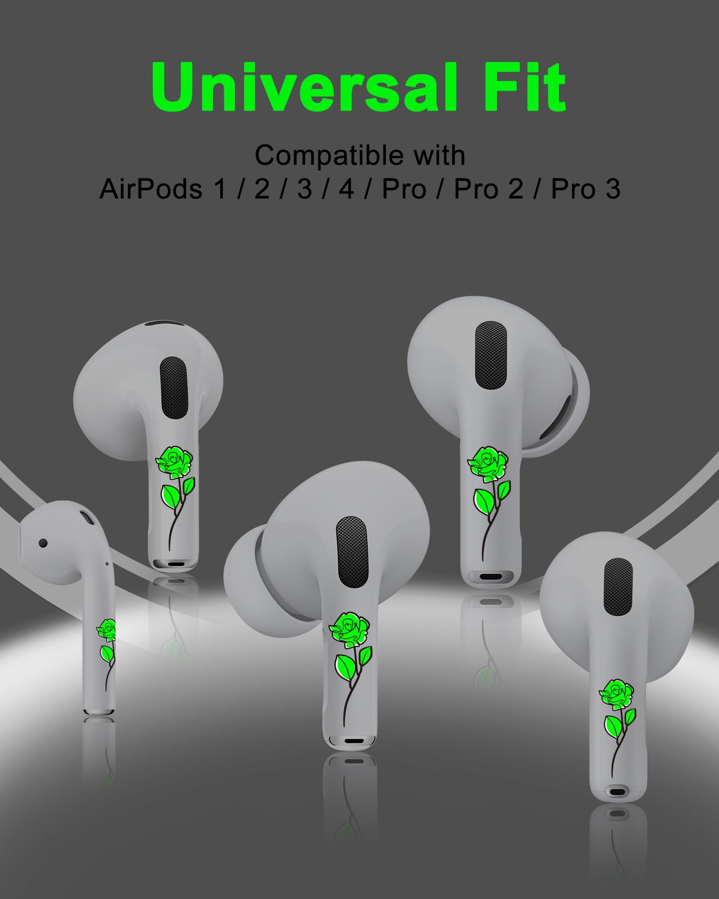 RockMax Glowing Rose Skin for AirPods, Easy to Identify, Universal Sticker Wraps for AirPods Pro 3/2/1 and Gen 1/2/3/4, Cute Earbud Accessories