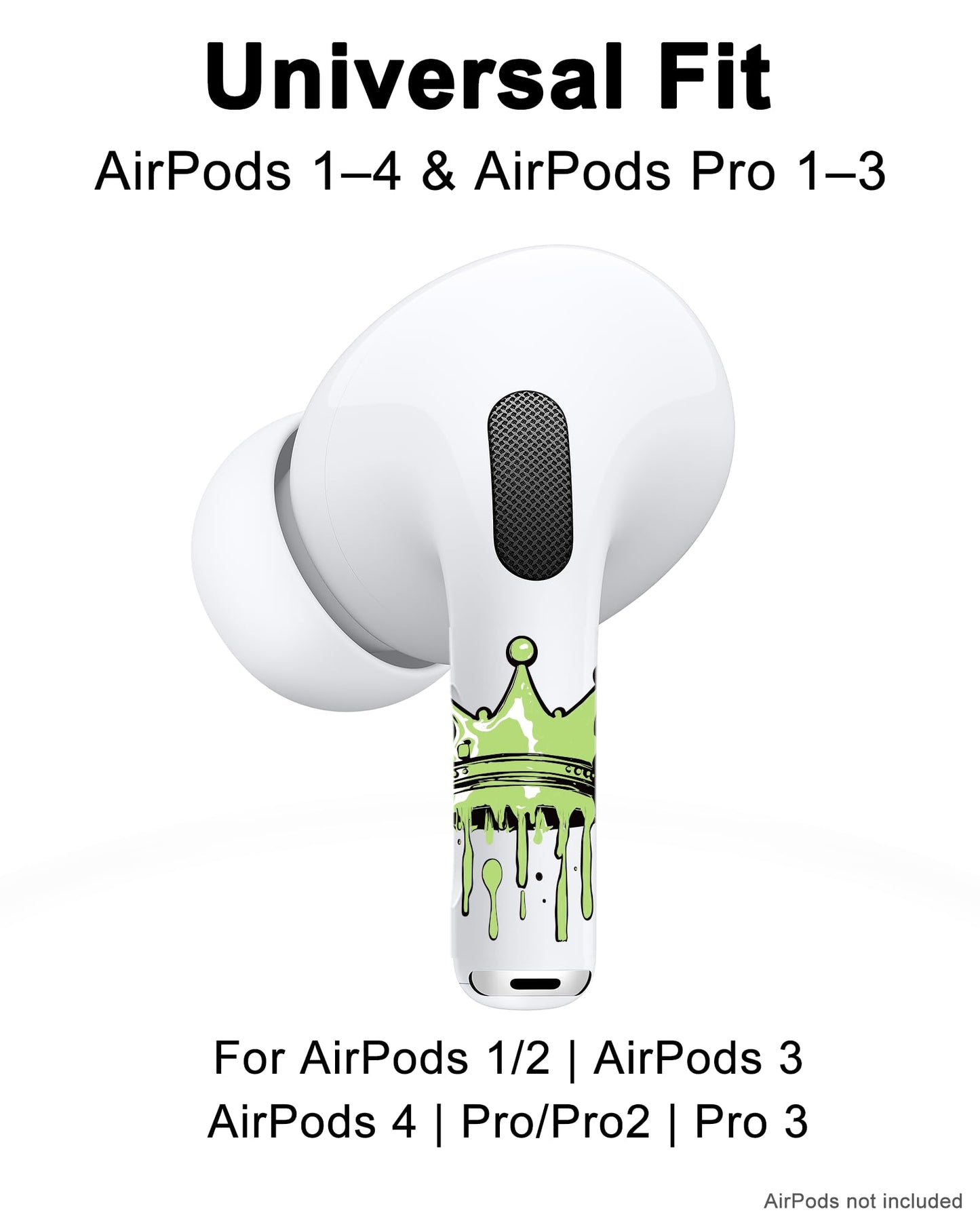 RockMax for AirPod Skins, Glow in The Dark Crown Stickers for Ear Buds, DIY Tattoos for AirPods Pro 2nd Generation, Easy to Identify, Compatible with AirPods Pro 1/2/3 & AirPod 1/2/3/4(Universal Fit)