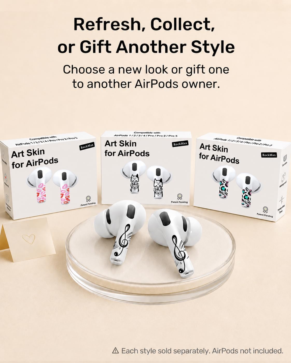 RockMax for AirPod Stickers, No More Mix-Ups, Universal Fit for AirPods Pro 3/2/1 and Gen 1/2/3/4, Number 1 Skin Cover, Custom Gift for Women and Teens
