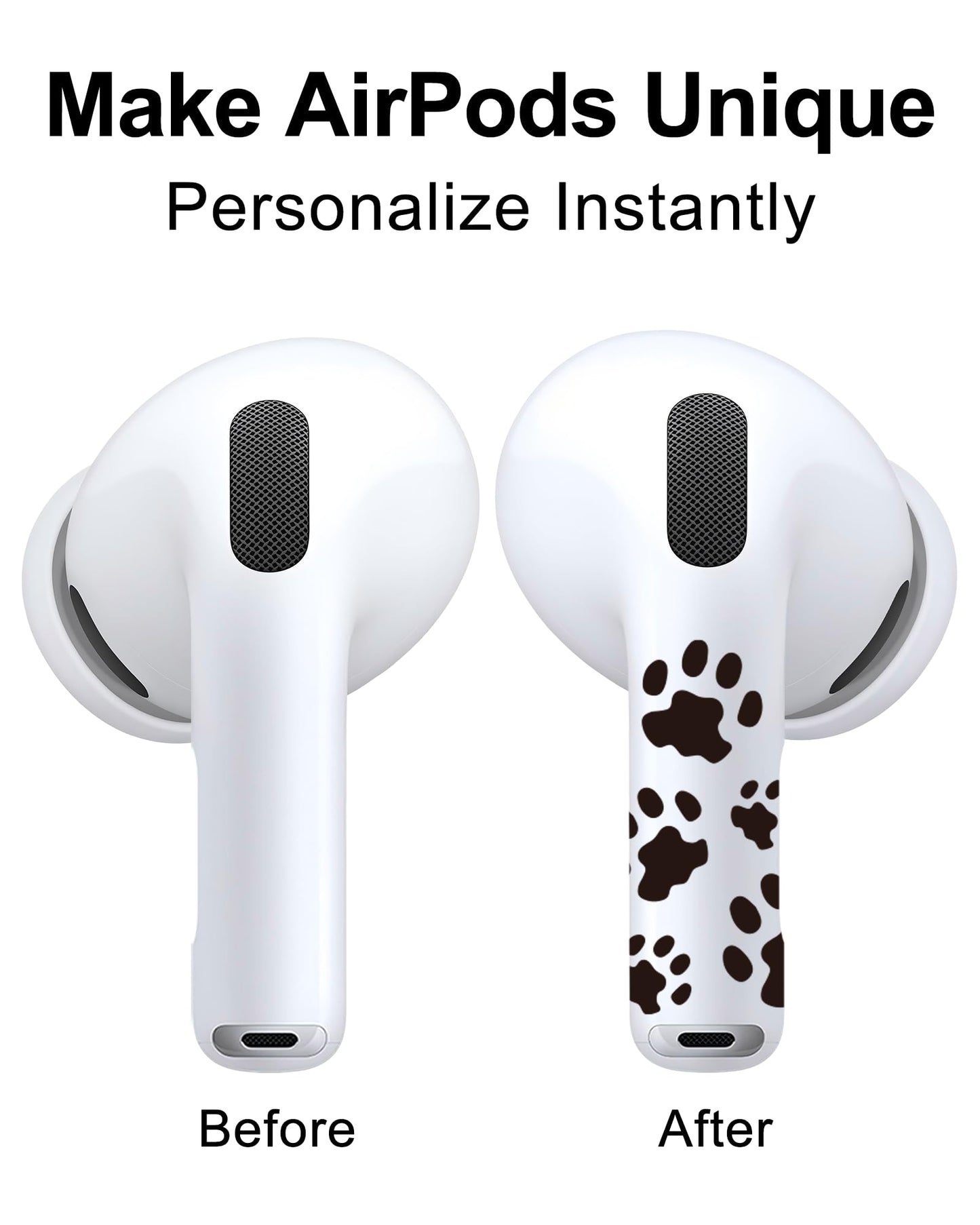 RockMax Universal Skin for AirPods Pro 3/Pro 2/Pro，Black Cat Paw Decal Sticker for Air Pods Gen 1/2/3/4,Compatible with AirPod Case, Durable Tattoo Wrap, Easy to Identify Your Earbuds