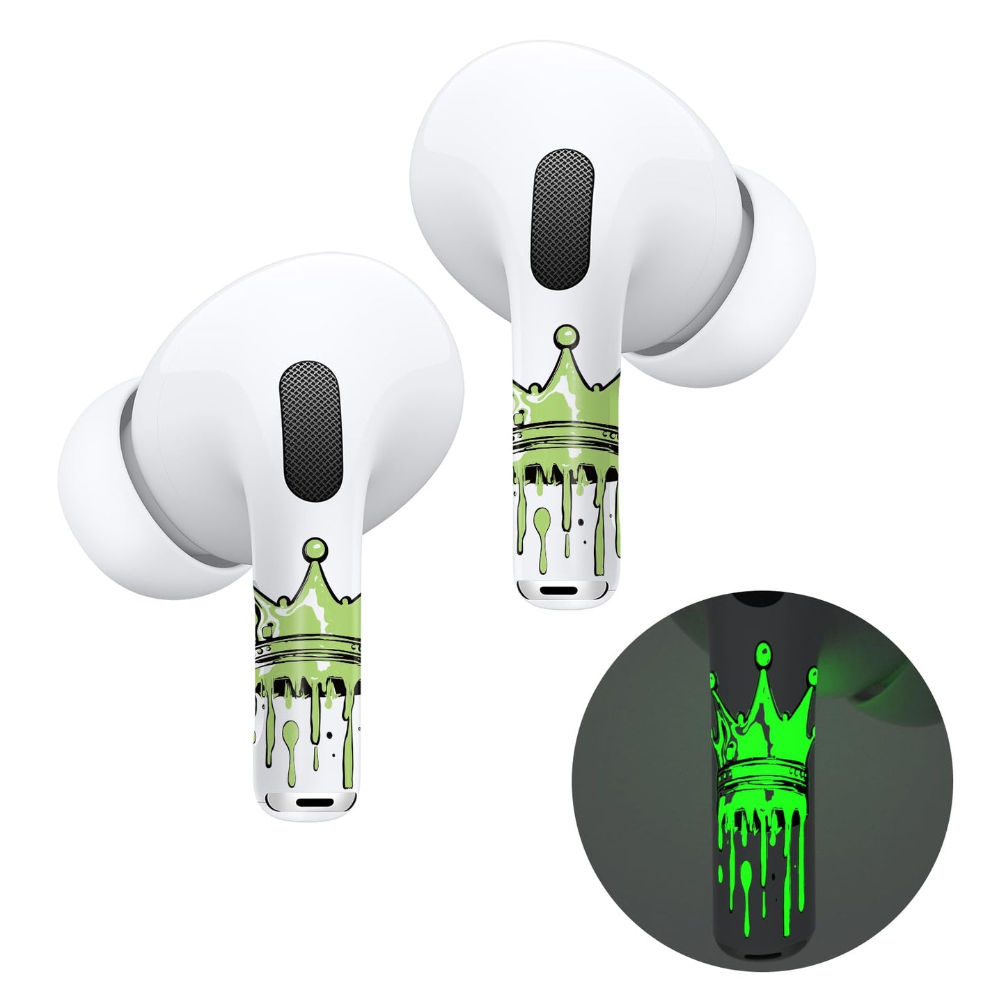 RockMax for AirPod Skins, Glow in The Dark Crown Stickers for Ear Buds, DIY Tattoos for AirPods Pro 2nd Generation, Easy to Identify, Compatible with AirPods Pro 1/2/3 & AirPod 1/2/3/4(Universal Fit)