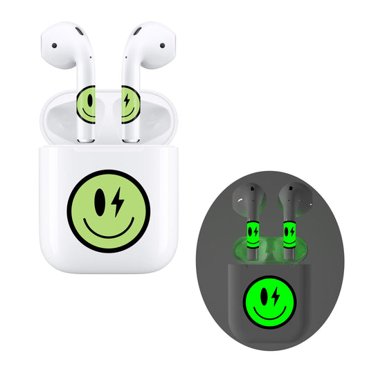 RockMax for AirPod 2nd Generation Skin, Glow in The Dark Emoticon Stickers for AirPods 1 and Charging Case, Luminous Tattoo Wraps, Gift for Holiday