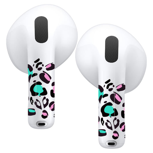 RockMax for AirPods 4 Skin，Colorful Leopard Print Decal Sticker for Air Pods 4th Gen, Compatible with Clear AirPod 4 Case 2024, Durable Tattoo Wrap, Easy to Apply