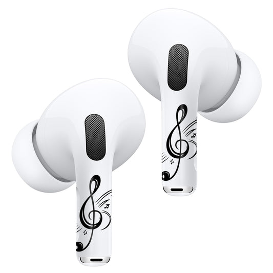 RockMax for AirPods Pro Skin, Black Decal Stickers for Ear Buds, Music DIY Tattoos for AirPods Pro 2nd Generation, Long-Lasting, Easy to Apply, Present for Women and Men