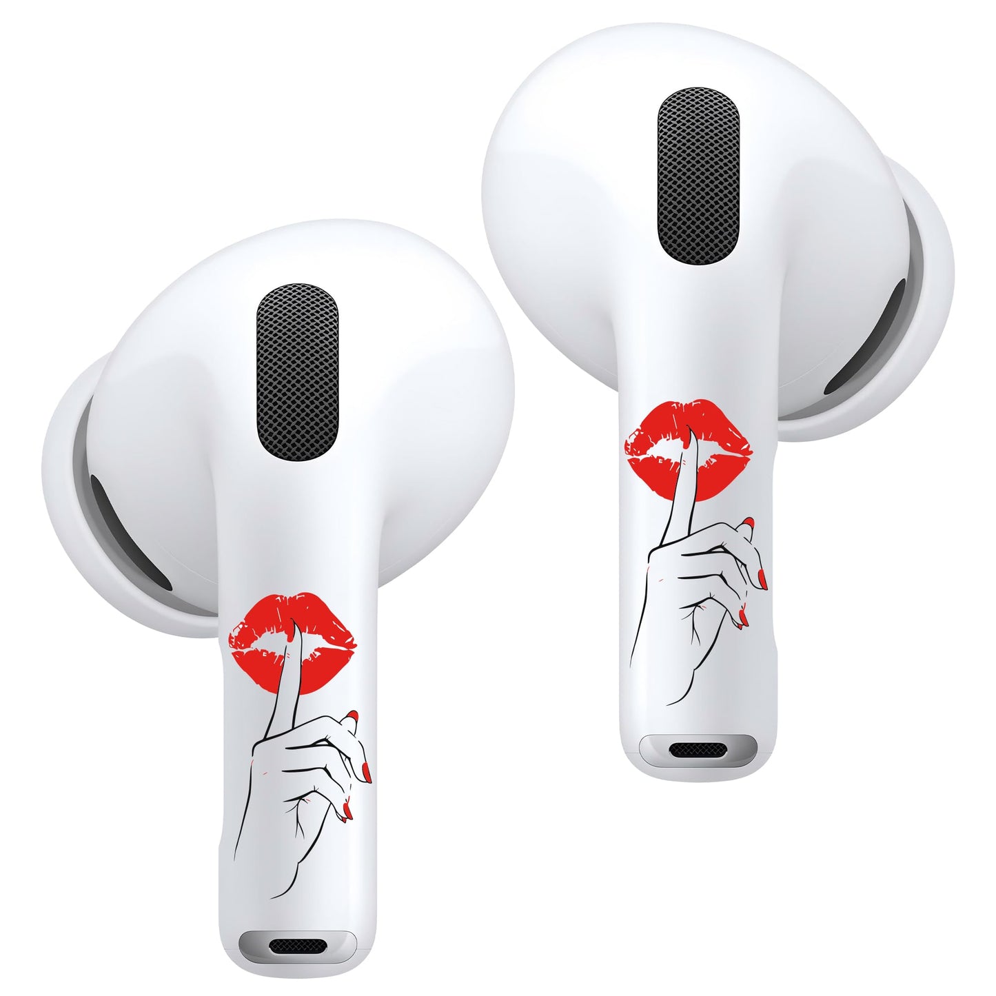 RockMax for AirPods 4 Skin，Red Lips Sticker for Air Pods 4th Gen, Compatible with AirPod 4 Case 2024, Quiet Gesture Tattoo Wrap, Easy to Identify, Also Fits AirPods 1/2/3, AirPods Pro 1/2/3