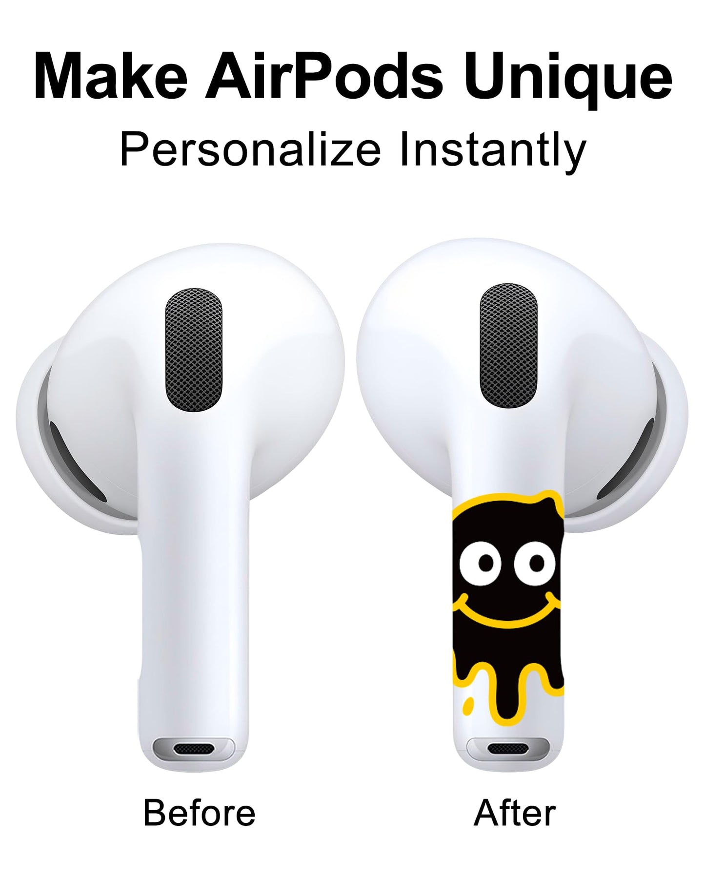 RockMax for AirPods Sticker Skin, Easy to Identify, Universal Fit for AirPods Pro 3/2/1 and Gen 1/2/3/4, Black Wrap Cover, for Teens and Adults