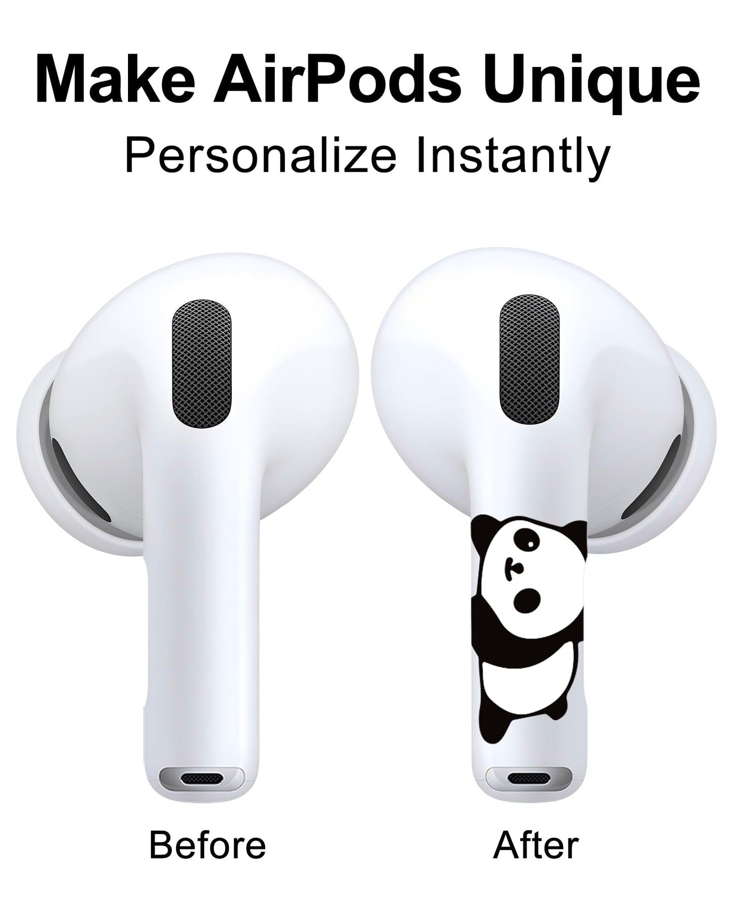 RockMax for Universal AirPod Skin, Quickly Recognizable, for AirPods Pro 3/2/1 and Gen 1/2/3/4, Panda Sticker Cover, for Women and Teens