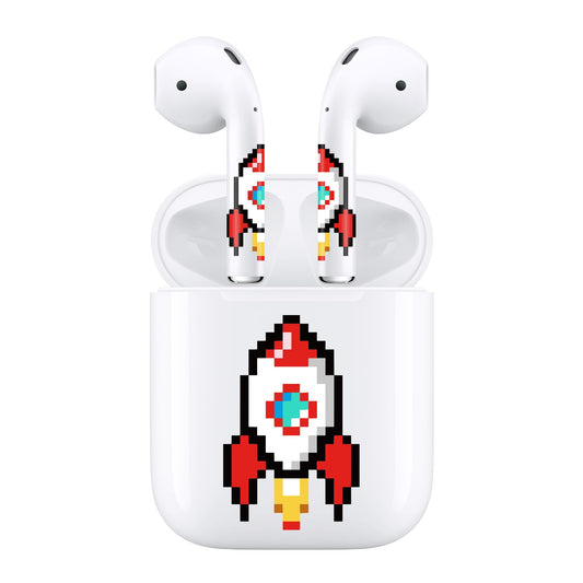 RockMax for AirPods 2nd Generation Skin, Rocket Vinyl Decal Stickers for AirPods 2 and Charging Case, Easy to Apply Wrap, Gift for Boys and Girls