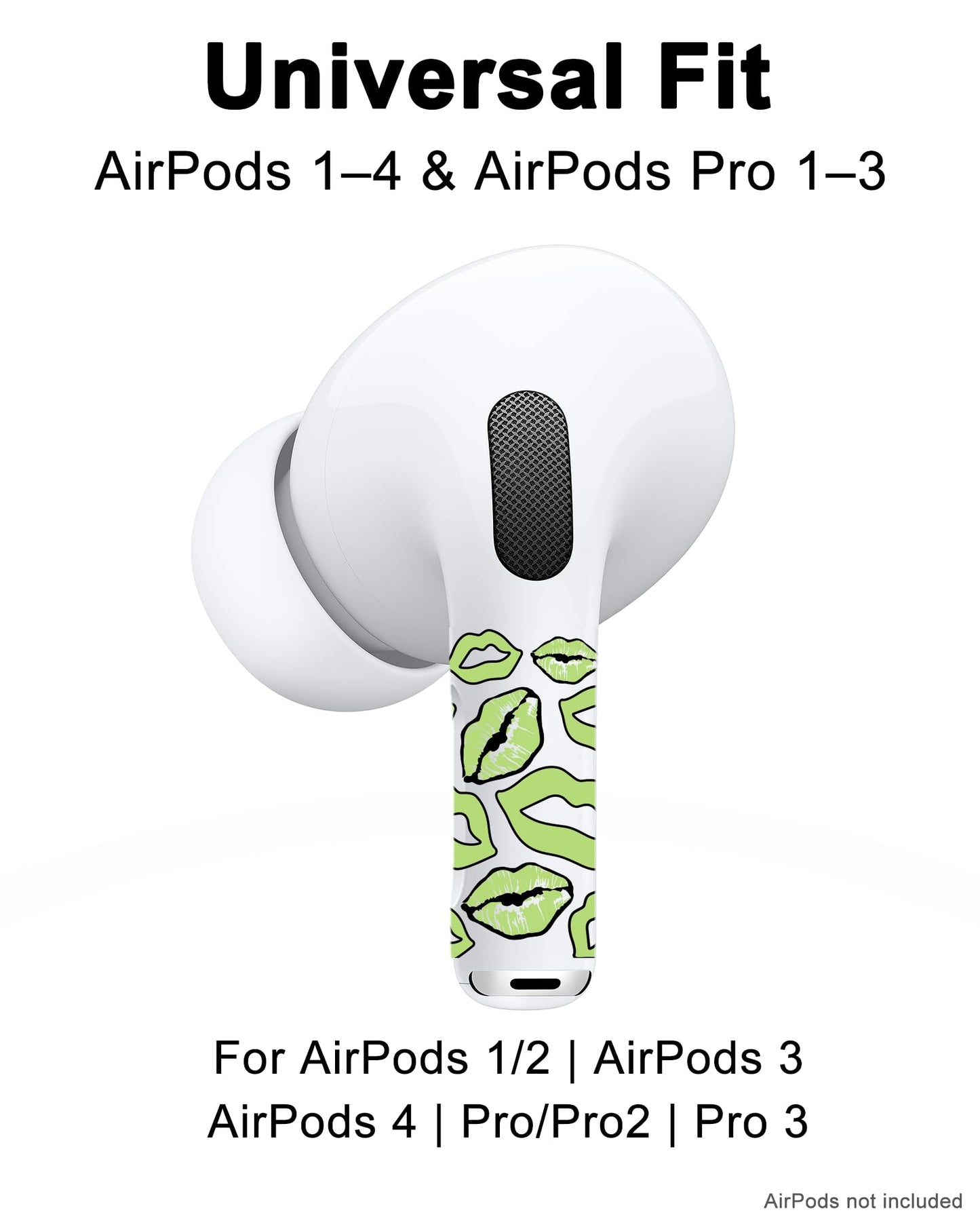 RockMax for AirPod Skins, Glow in The Dark Decal Stickers for Ear Buds, DIY Lips Tattoo for AirPods Pro 1/2/3 & AirPod 1/2/3/4, Universal Fit, Easy to Identify and Install