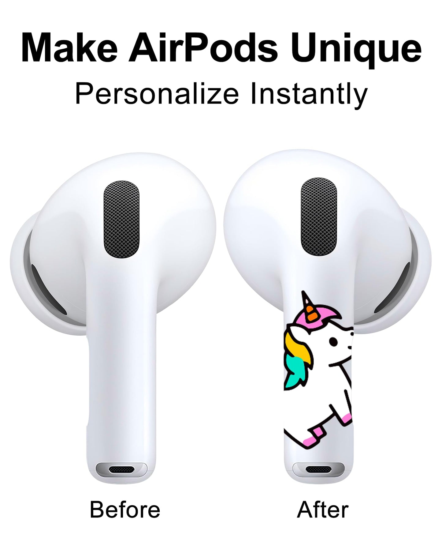 RockMax for Universal AirPod Skin, Quickly Recognizable, for AirPods Pro 3/2/1 and Gen 1/2/3/4, Unicorn Sticker Cover, for Women and Teens