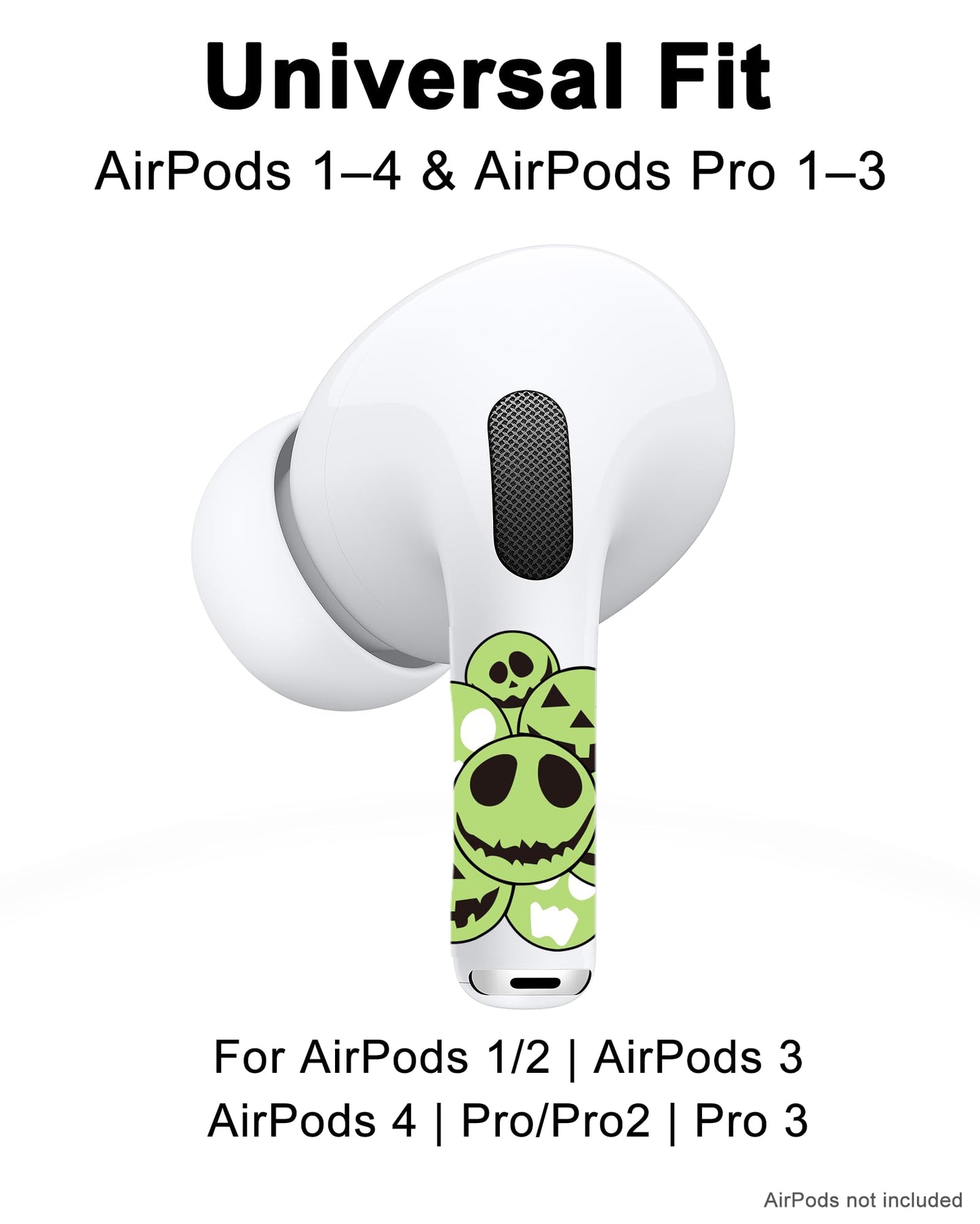 ROCKMAX for AirPod Pro Skin, Glow in The Dark AirPods Pro 2 Skin Wrap, Cool Skull Sticker Decoration for Girls and Boys, Compatible with Charging Case, Universal for AirPods 1/2/3/4 & Pro 1/2/3