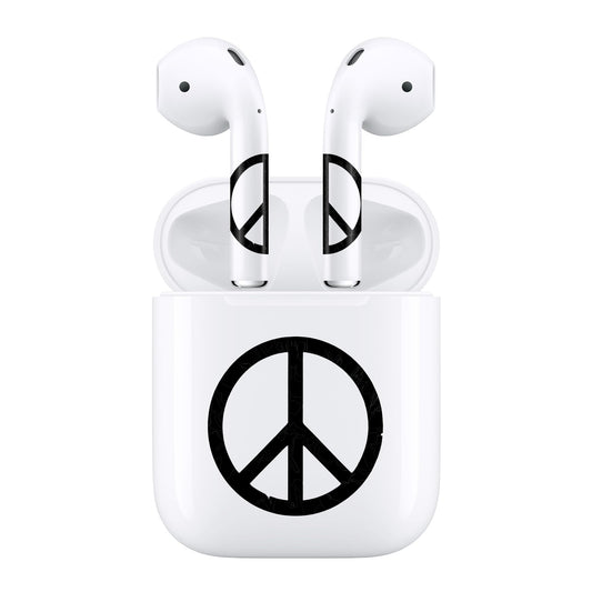 RockMax for AirPods 2nd Generation Skin, Black Peace Sign Vinyl Decal Stickers for AirPods 2 and Charging Case, Easy to Apply Wrap, Gift for Teens