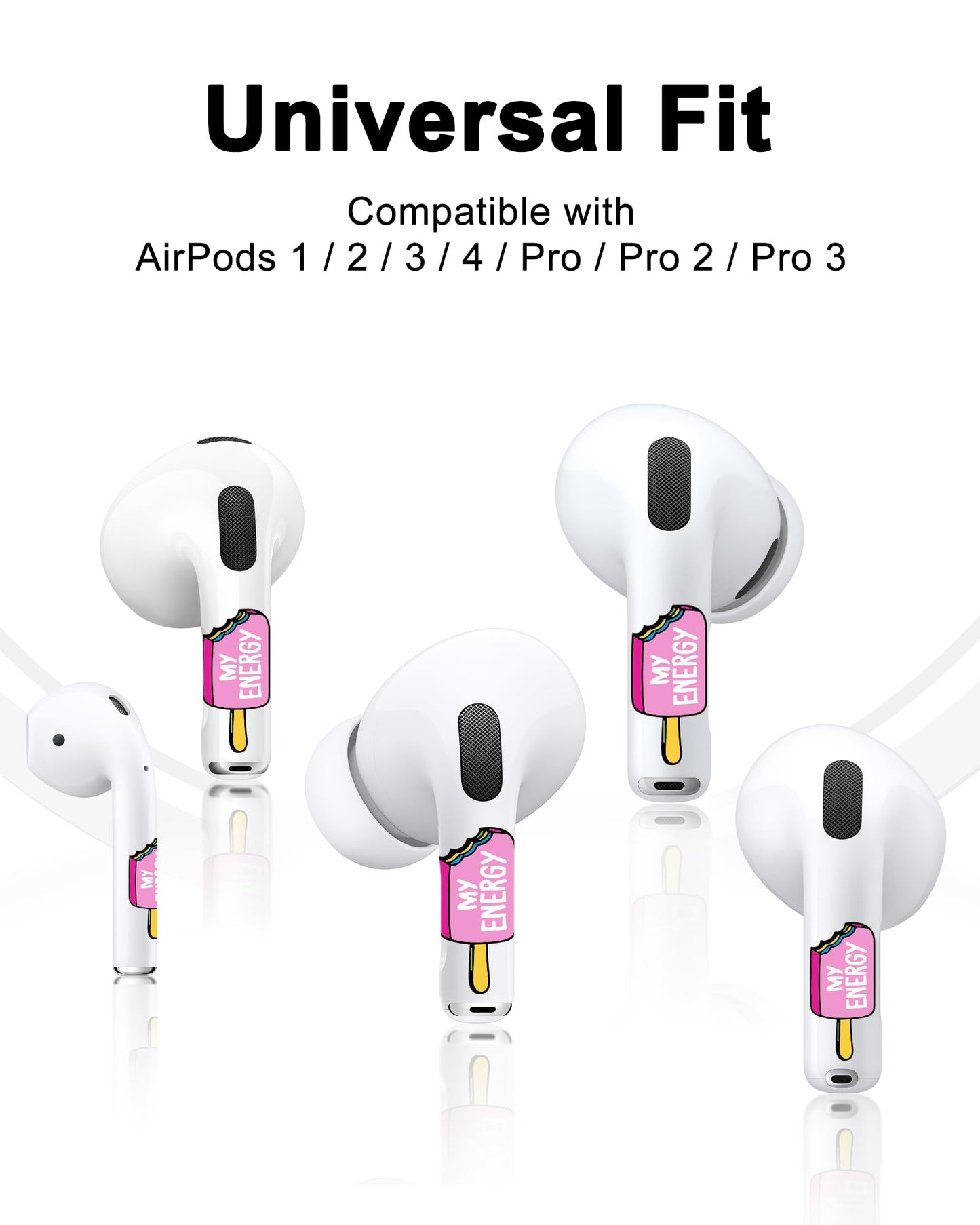 RockMax for AirPods Pro 2 Skin, Easy to Spot, Universal Fit for AirPods Pro 3/2/1 and Gen 1/2/3/4, Pink Ice Cream Sticker Cover, Unique Gift for Women and Men