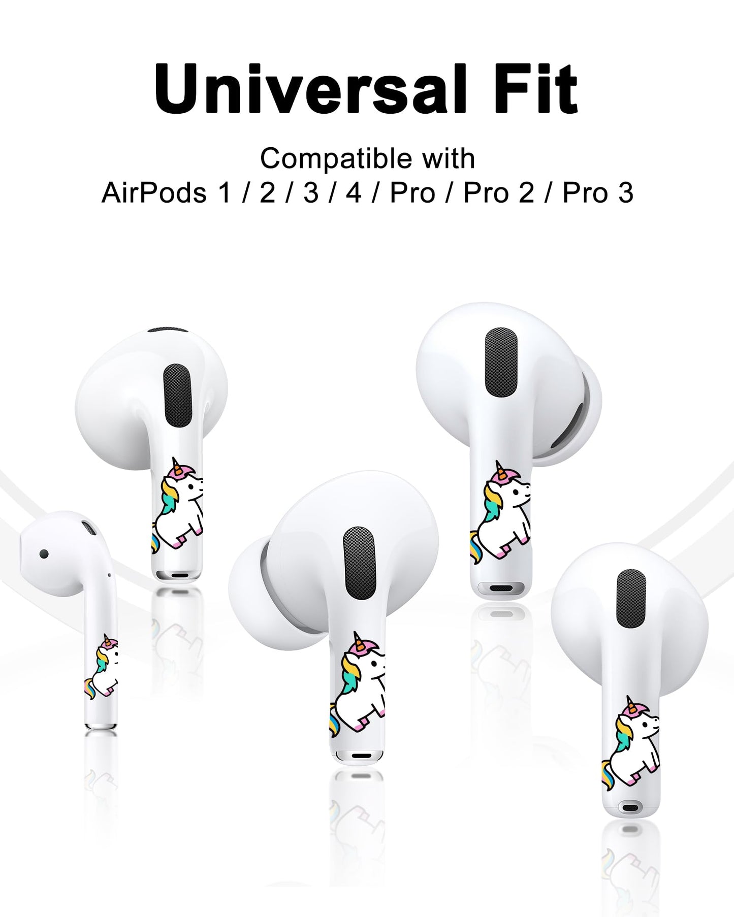 RockMax for Universal AirPod Skin, Quickly Recognizable, for AirPods Pro 3/2/1 and Gen 1/2/3/4, Unicorn Sticker Cover, for Women and Teens