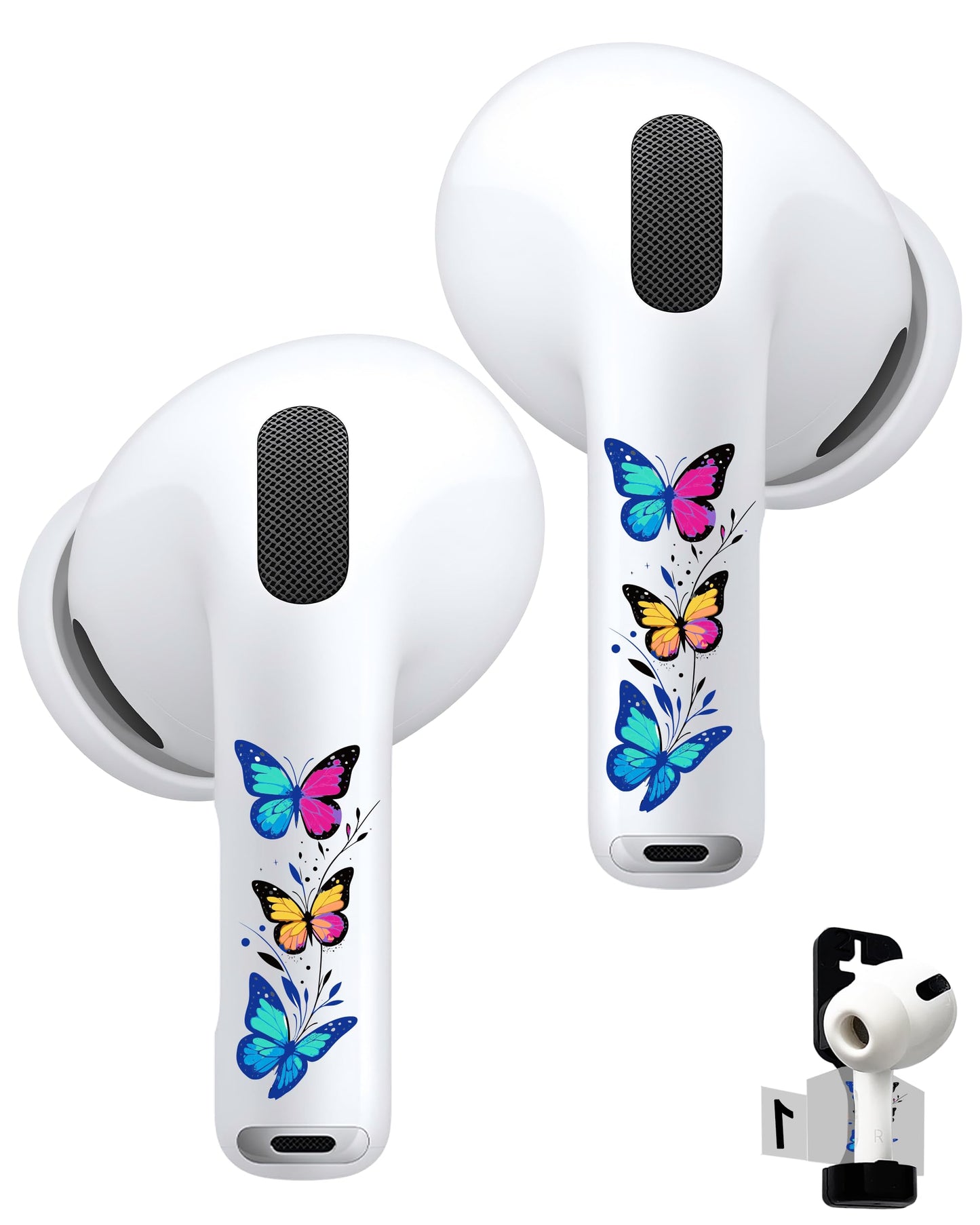RockMax for AirPods 4 Skin Wraps, Helps Avoid Mix-Ups, Universal Fit for AirPods Pro 3/2/1 and Gen 1/2/3/4, Butterfly Sticker Cover, Gift for Women and Teens
