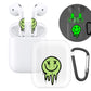 RockMax for AirPod Case Cover 2nd Generation, Clear Case with Black Keychain and Glow in The Dark Stickers, Luminous Emoticon Skin Decal Wrap, Easy to Apply, Gift for Parties and Holidays