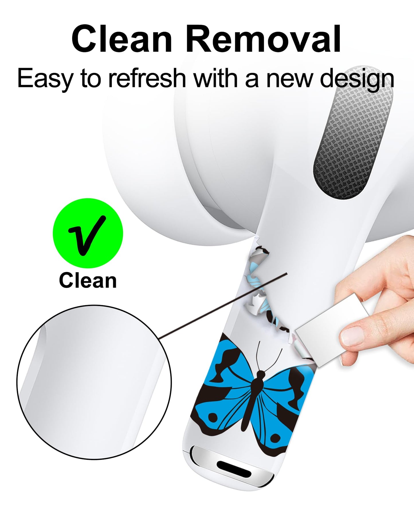 RockMax for AirPods 4 Skin, Cute Decal Sticker for Air Pods 4th Gen, Compatible with Butterfly AirPod Case 2024, Durable Tattoo Wrap, Easy to Identify, Also Fits AirPods Pro 1/2/3, AirPods 1/2/3