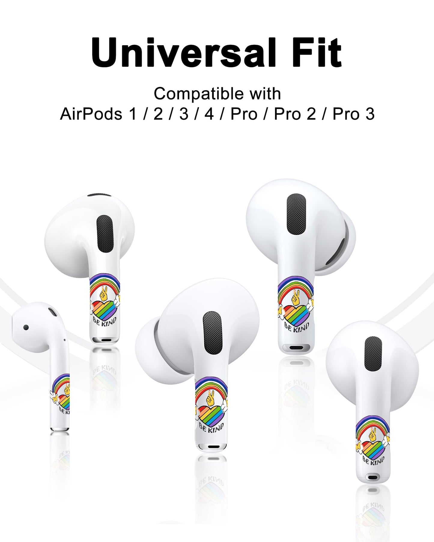 RockMax Universal Stickers for AirPod, No More Mix-Ups, for AirPods Pro 3/2/1 and Gen 1/2/3/4, Rainbow Skin Cover, Custom Gift for Women and Teens