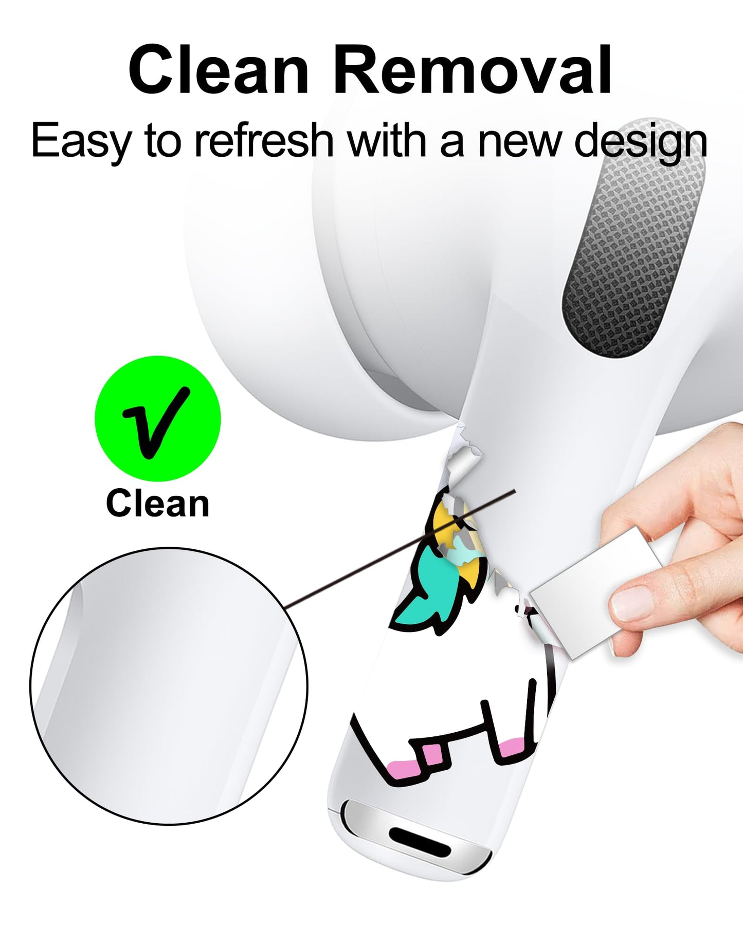 RockMax for Universal AirPod Skin, Quickly Recognizable, for AirPods Pro 3/2/1 and Gen 1/2/3/4, Unicorn Sticker Cover, for Women and Teens