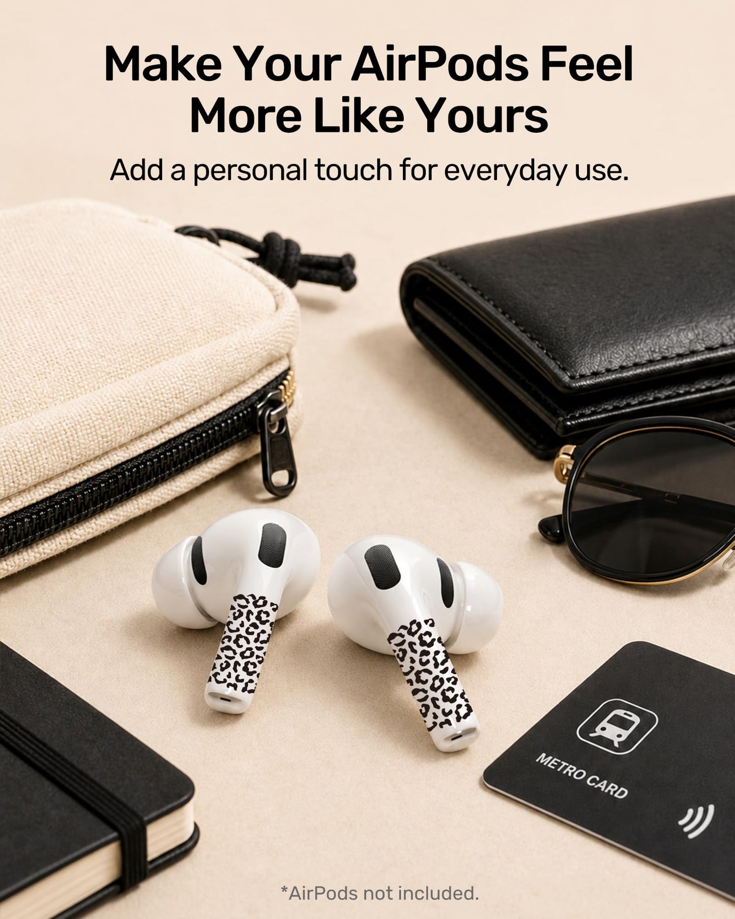RockMax for AirPods 4 Skin，Universal Decal Sticker for AirPods Pro/Pro 2/Pro 3, Gen 1/2/3/4, Compatible with Clear AirPod Case, Durable Tattoo Wrap, Easy to Identify