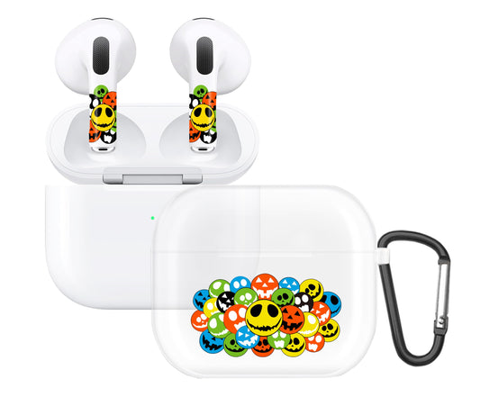 RockMax for AirPod 3rd Generation Case Cute, Clear Case with Black Keychain and Stylish Decal Stickers, Halloween Skin Wrap, Easy to Apply, for Teens and Women