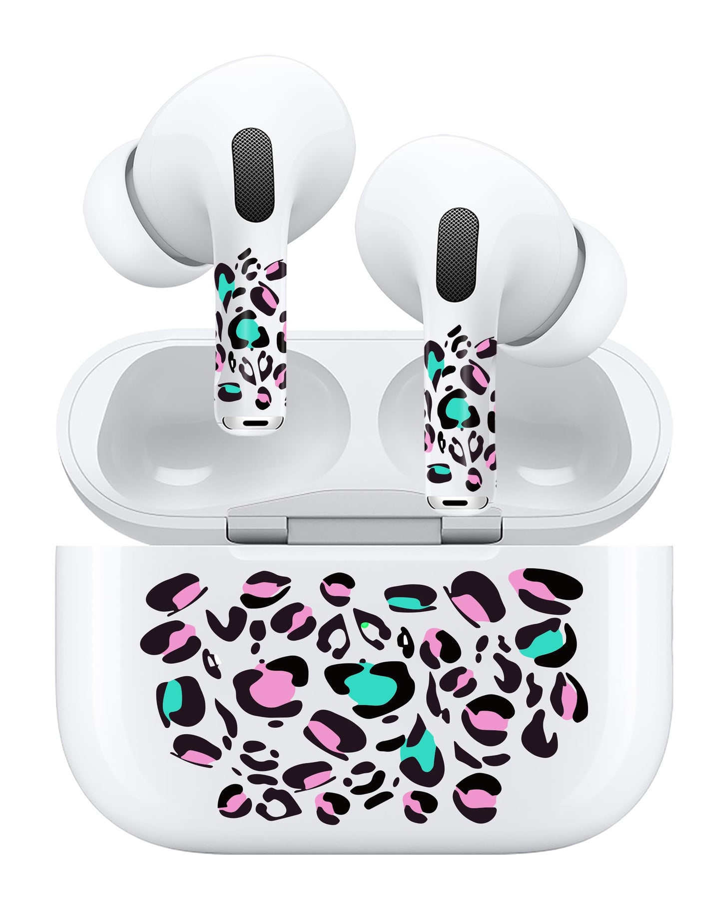 ROCKMAX Leopard Print Skin Set for AirPods, Earbud + Charging Case Stickers with Applicator & Spare, Universal Fit for AirPods 1/2/3/4 & Pro/Pro 2/Pro 3, Removable, Water-Resistant, No Interference