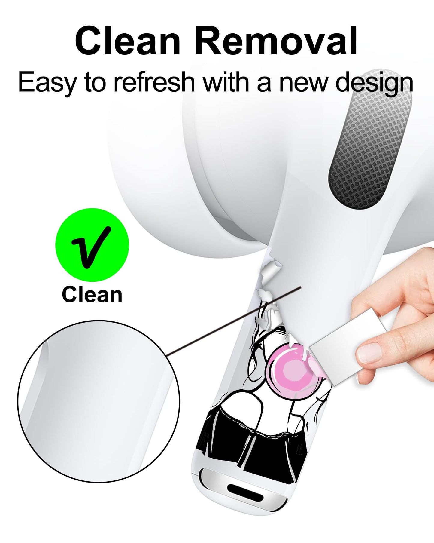 RockMax for AirPods Pro 2 Skin Accessories, Fashion Girl Sticker for Air Pods 4th Gen, Durable Tattoo Wrap, Case Friendly, Compatible with AirPods 1/2/3/4 and AirPods Pro 1/2/3(Universal Fit)