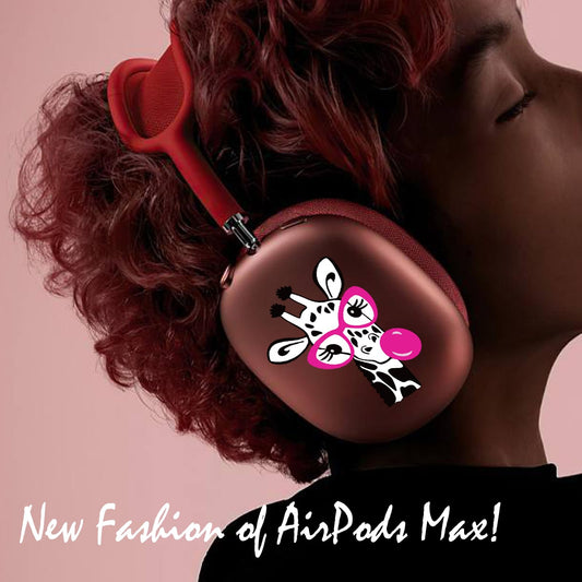 ROCKMAX Giraffe Sticker for AirPods Max, Unique Decal Skin for Over-Ear Headphones, Trendy Alternative to Engraving, Compatible to AirPods Max Case Cover, Original Tattoos Gift with Cleaning Kit