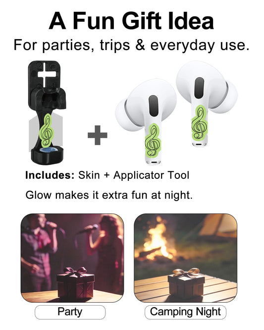 RockMax Glowing Music Skin for AirPods, Easy to Identify, Universal Sticker Wraps for AirPods Pro 3/2/1 and Gen 1/2/3/4, Cute Earbud Accessories