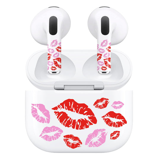 ROCKMAX Pink Lips Sticker for AirPods 3, Fashion Decal Skin Accessories for Earpods and Charging Case, Earbuds Case Cover Wrap for Girls and Women Birthday, with Cleaning Kits
