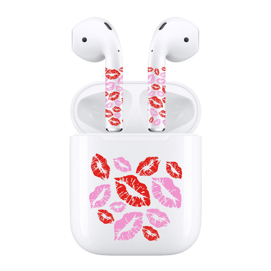 RockMax Pink Lips Vinyl Decal Skins for AirPods 2nd Generation and Charging Case, Vibrant Stickers, Easy-to-Apply Wrap, for Teens and Women