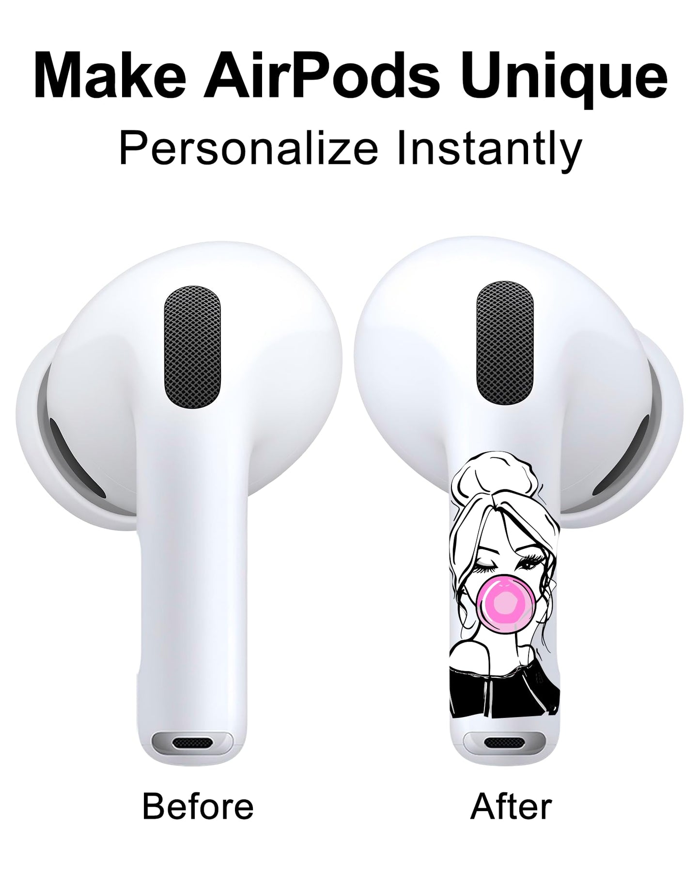 RockMax for AirPods Pro 2 Skin Accessories, Fashion Girl Sticker for Air Pods 4th Gen, Durable Tattoo Wrap, Case Friendly, Compatible with AirPods 1/2/3/4 and AirPods Pro 1/2/3(Universal Fit)