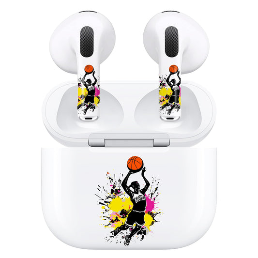 ROCKMAX Basketball Accessories for AirPods 3rd Generation, Sporty Decal Skin Sticker for Earphones and Charging Case, Earbuds Case Cover Wrap for Men and Teens, with Cleaning Kits