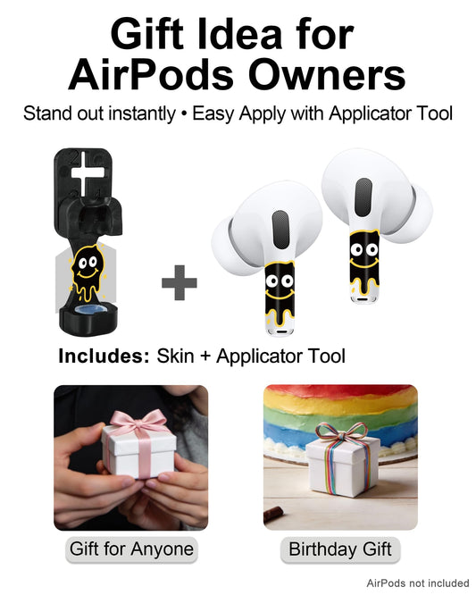 RockMax for AirPods Sticker Skin, Easy to Identify, Universal Fit for AirPods Pro 3/2/1 and Gen 1/2/3/4, Black Wrap Cover, for Teens and Adults