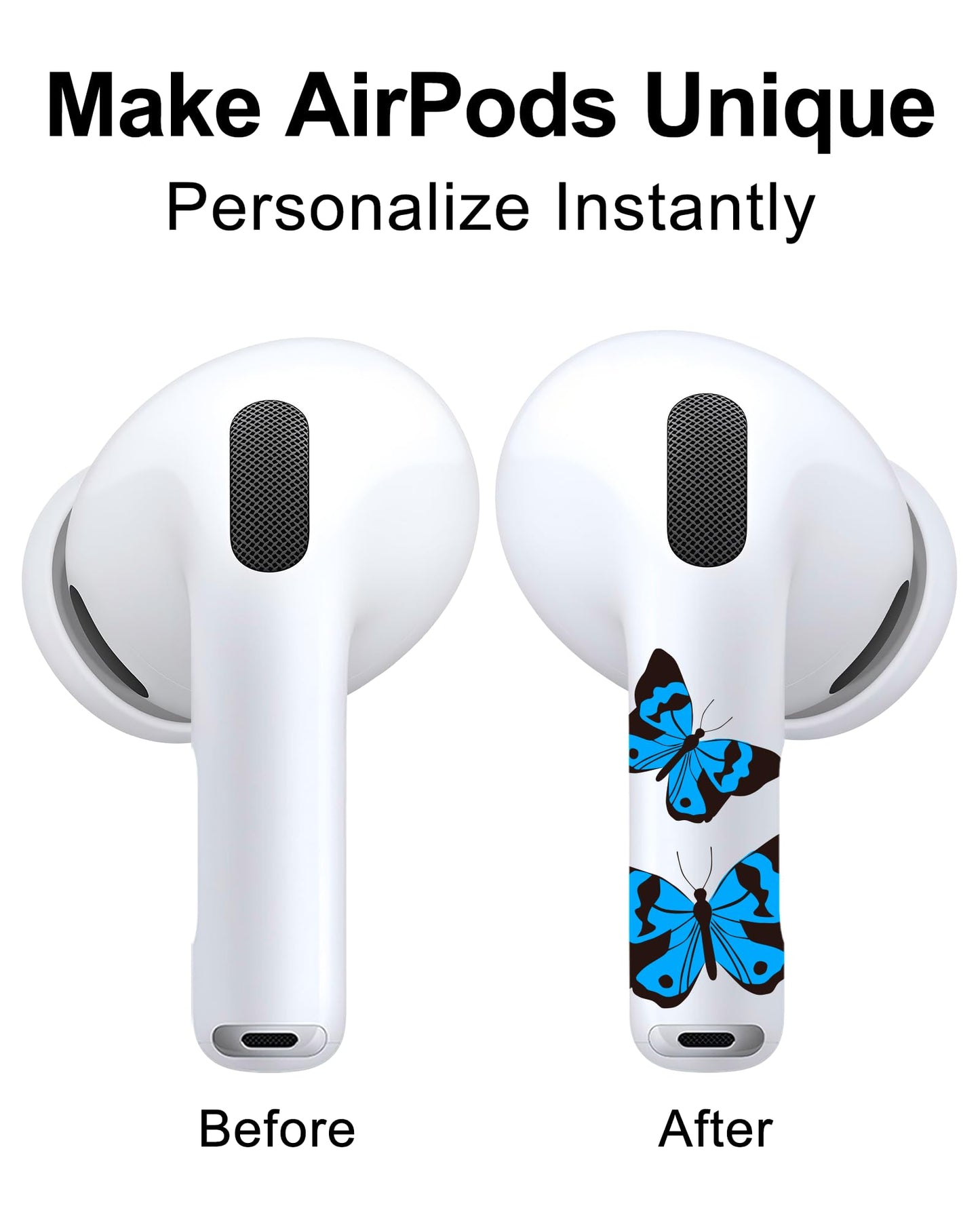 RockMax for AirPods 4 Skin, Cute Decal Sticker for Air Pods 4th Gen, Compatible with Butterfly AirPod Case 2024, Durable Tattoo Wrap, Easy to Identify, Also Fits AirPods Pro 1/2/3, AirPods 1/2/3