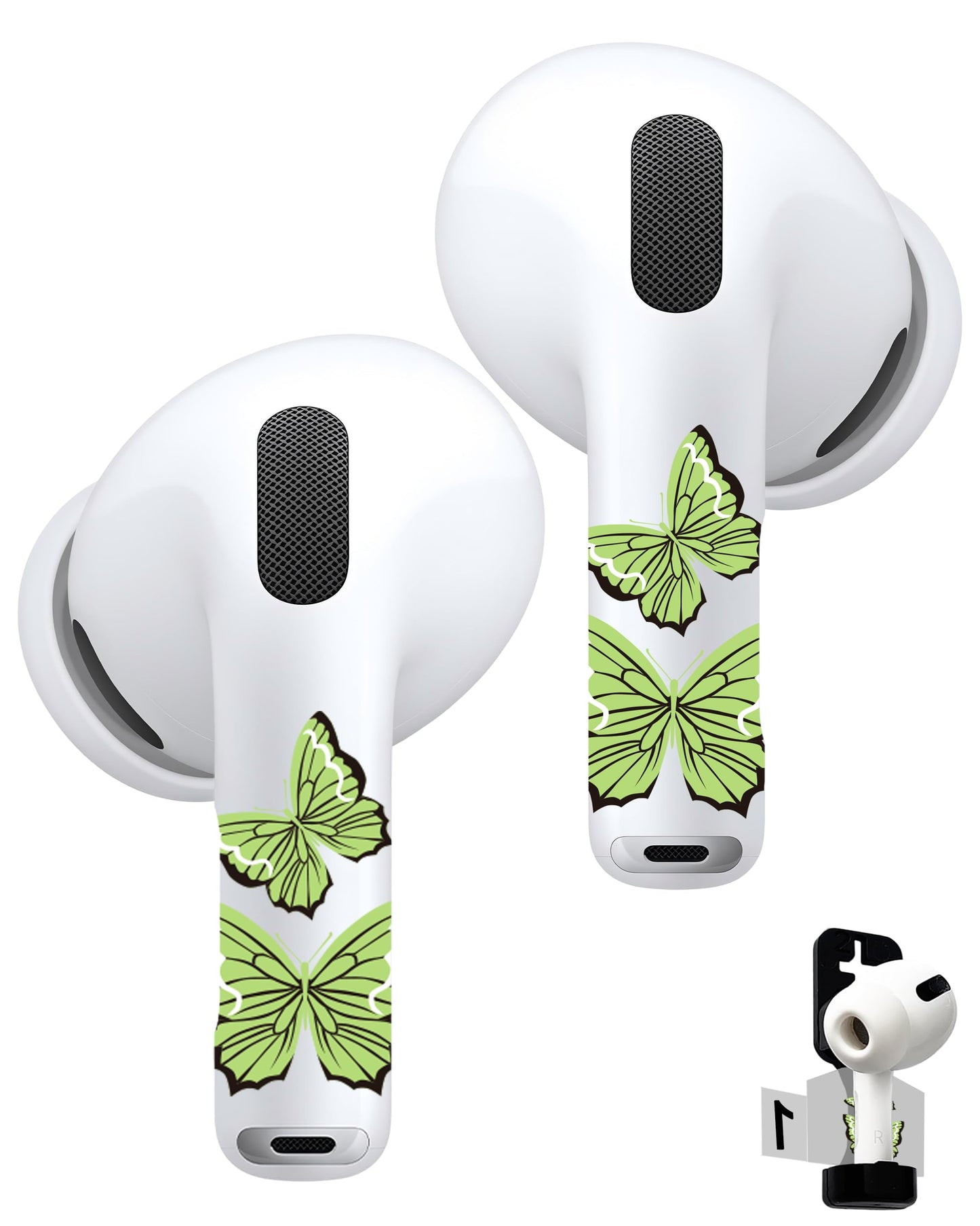 RockMax for AirPods 4 Glow Skin, Butterfly Sticker Wrap, Easy to Find with Distinct Decal, Case-Friendly, 3-Step Install, Compatible with AirPods Pro 1/2/3 and AirPod 1/2/3/4 (Universal Fit)