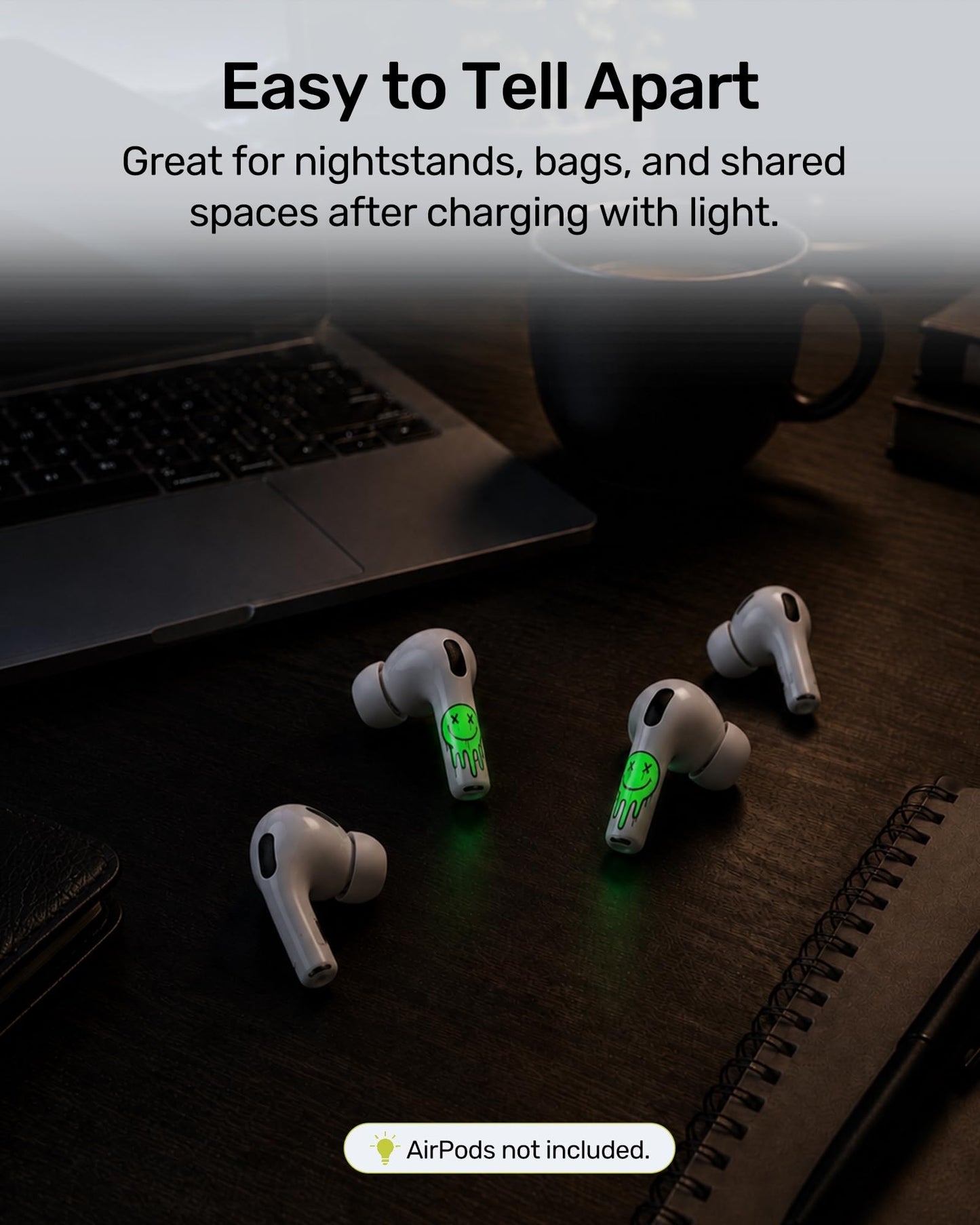 RockMax Glowing Spider Skin for AirPods, Easy to Identify, Universal Sticker Wraps for AirPods Pro 3/2/1 and Gen 1/2/3/4, Cute Earbud Accessories