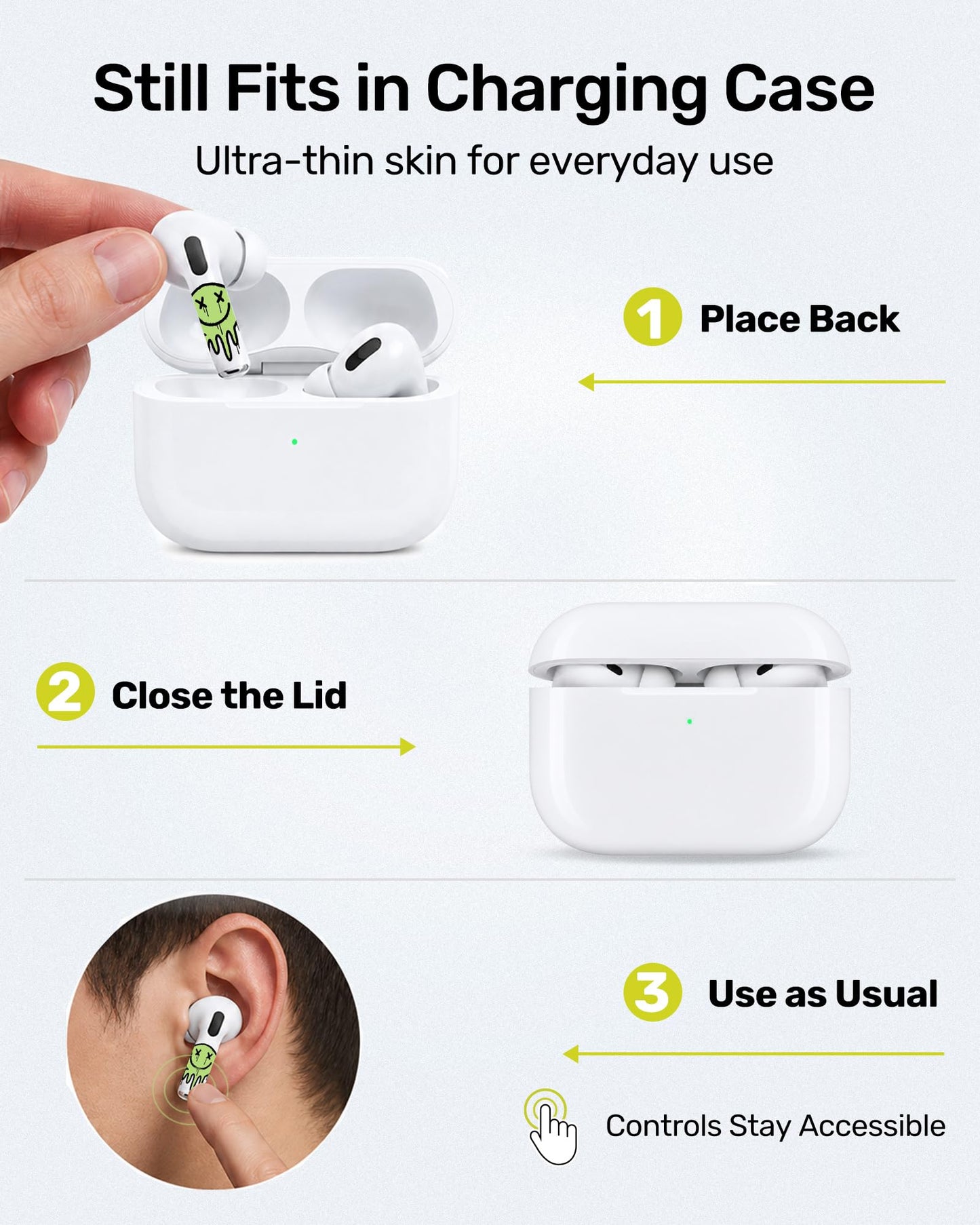 RockMax Glowing Spider Skin for AirPods, Easy to Identify, Universal Sticker Wraps for AirPods Pro 3/2/1 and Gen 1/2/3/4, Cute Earbud Accessories