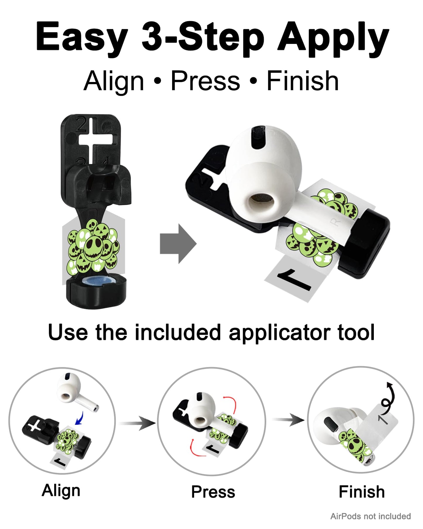 ROCKMAX for AirPod Pro Skin, Glow in The Dark AirPods Pro 2 Skin Wrap, Cool Skull Sticker Decoration for Girls and Boys, Compatible with Charging Case, Universal for AirPods 1/2/3/4 & Pro 1/2/3